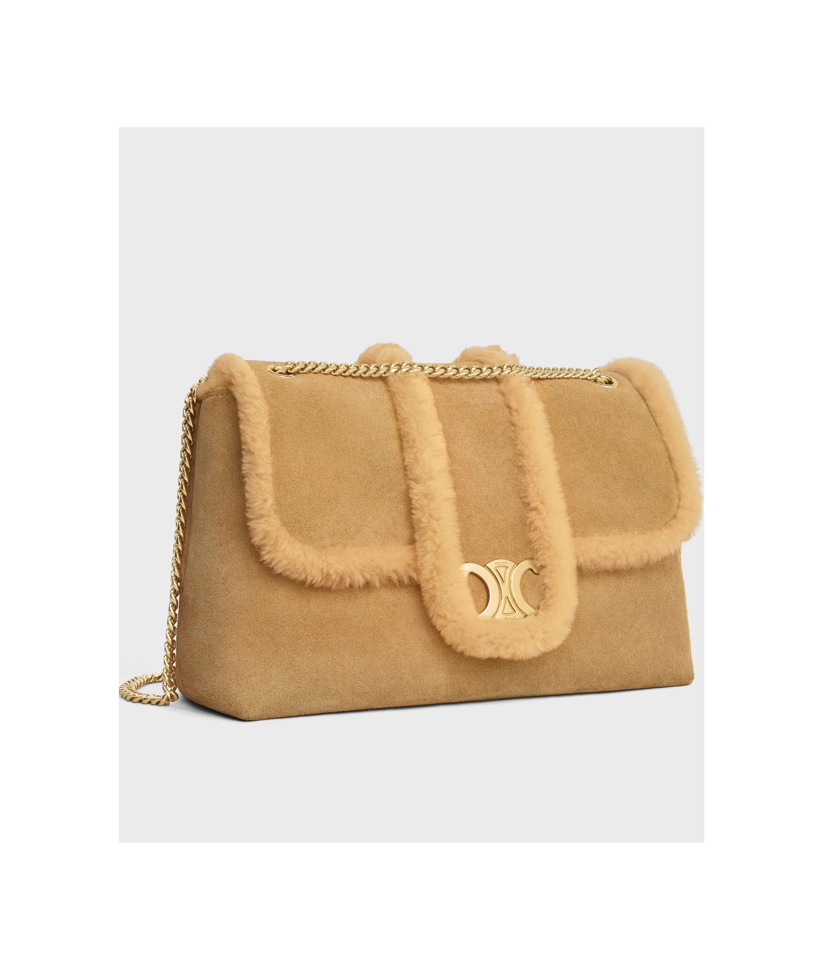 Celine Large Flip Shoulder Bag In Nude