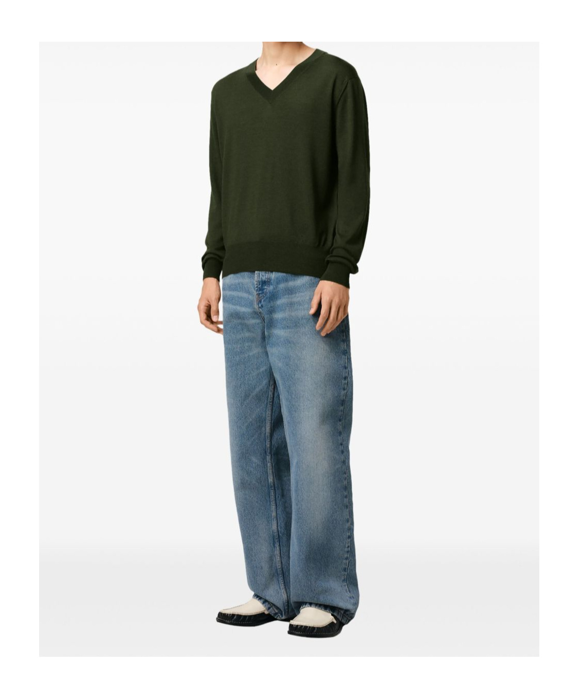 Ami Alexandre Mattiussi Slim Fit Knit Crewneck Sweater In Green