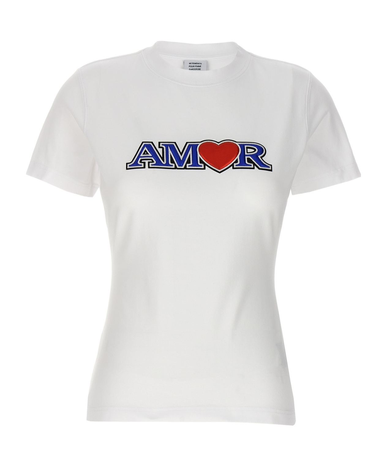 Vetements Love Crew Neck Embroidered Graphic Print T-shirt In White