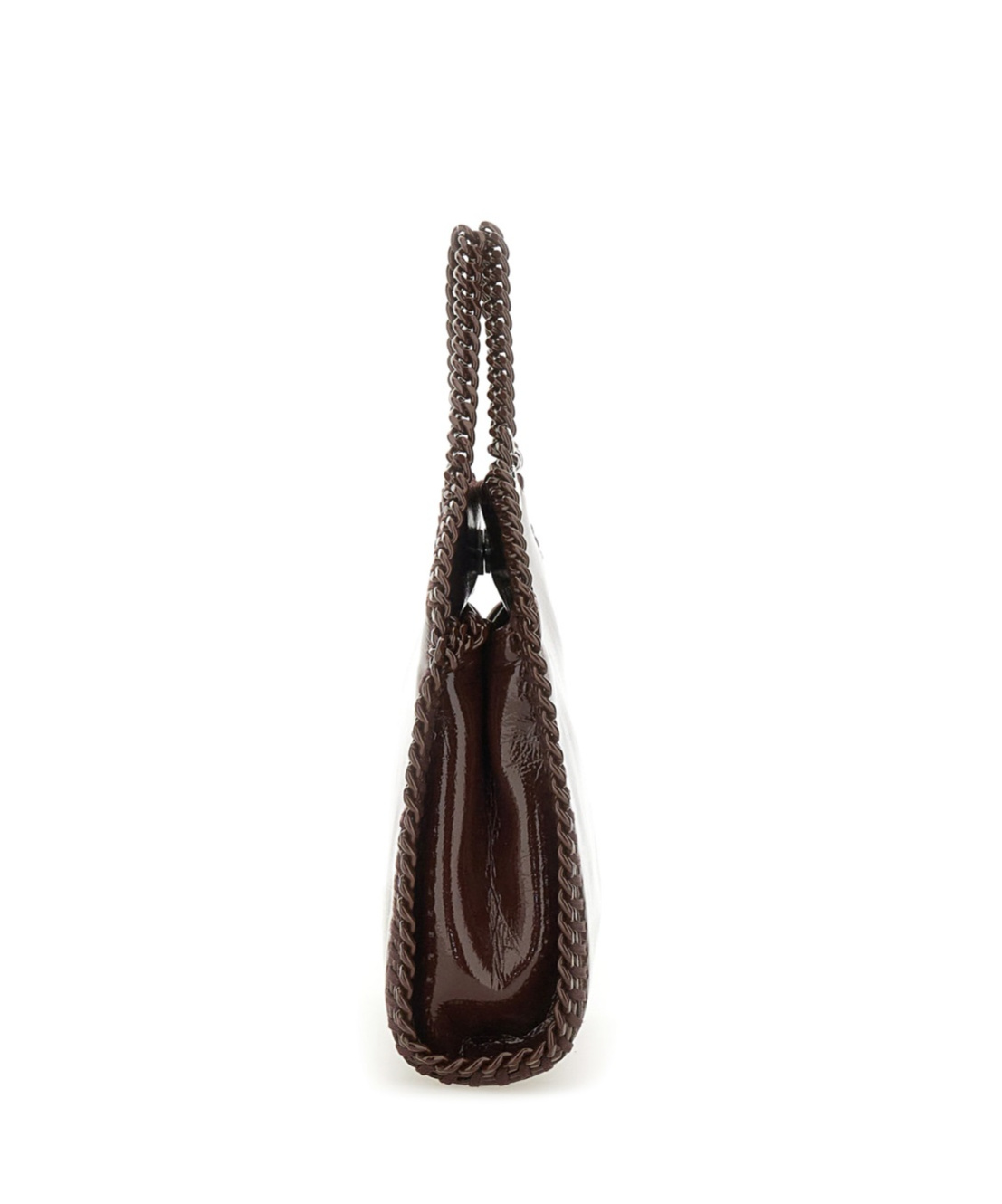 Stella Mccartney Chain Strap Shoulder Bag With Glossy Finish In Brown