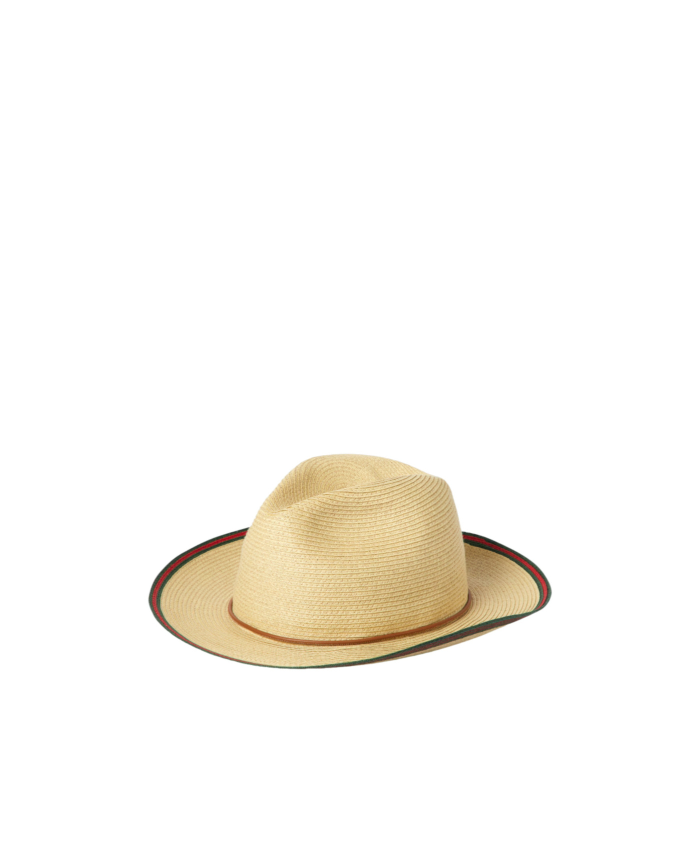 Gucci Straw Hat With Web In Brown