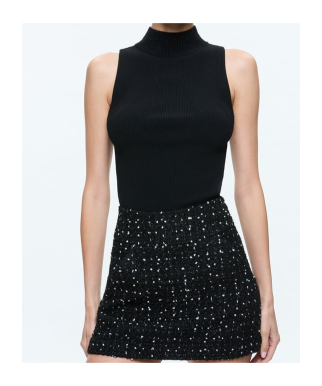 Alice And Olivia Darcey Ribbed Tank In Black