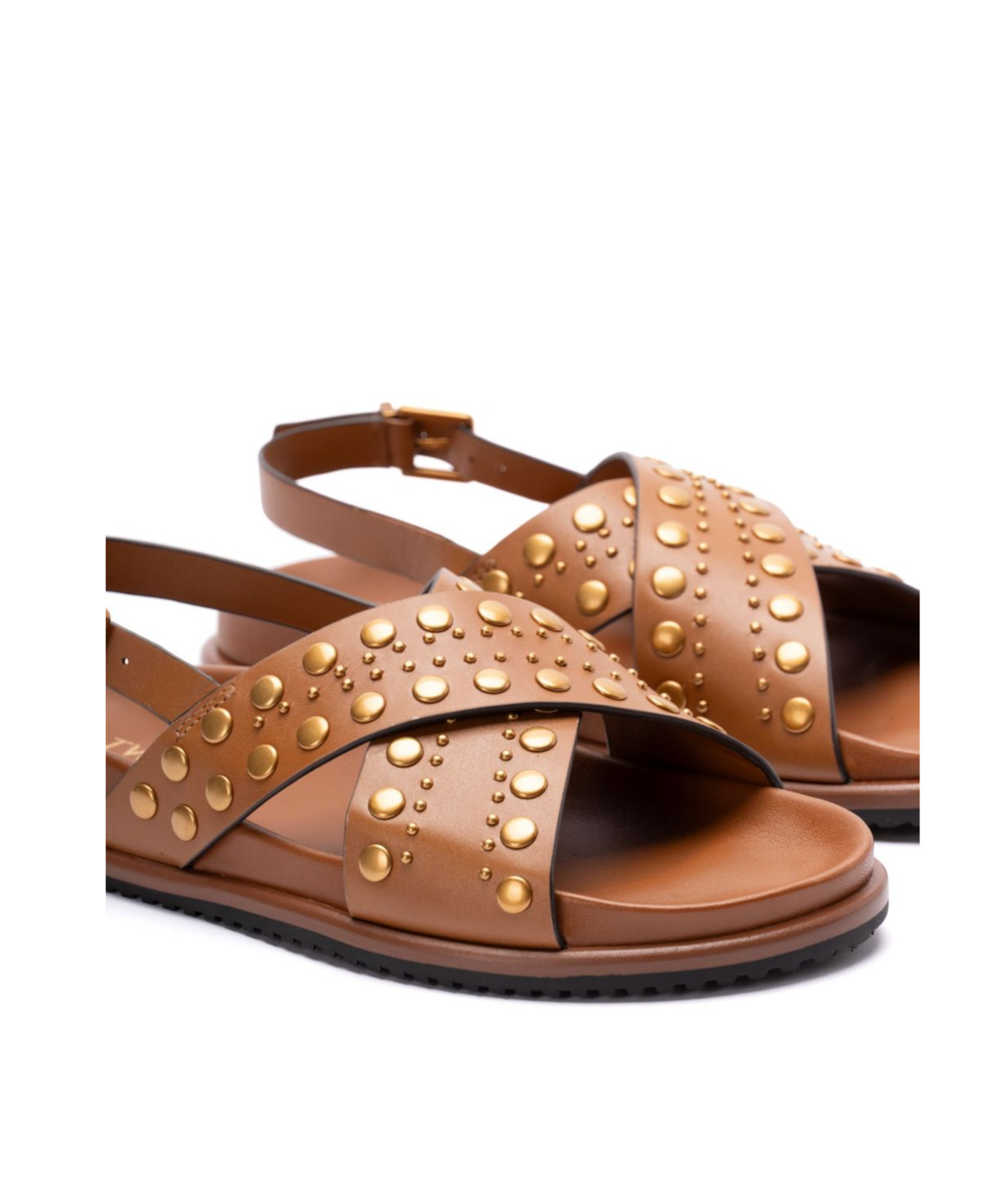 Twinset Buckle-fastening Slingback Sandals With Stud Embellishments In Brown
