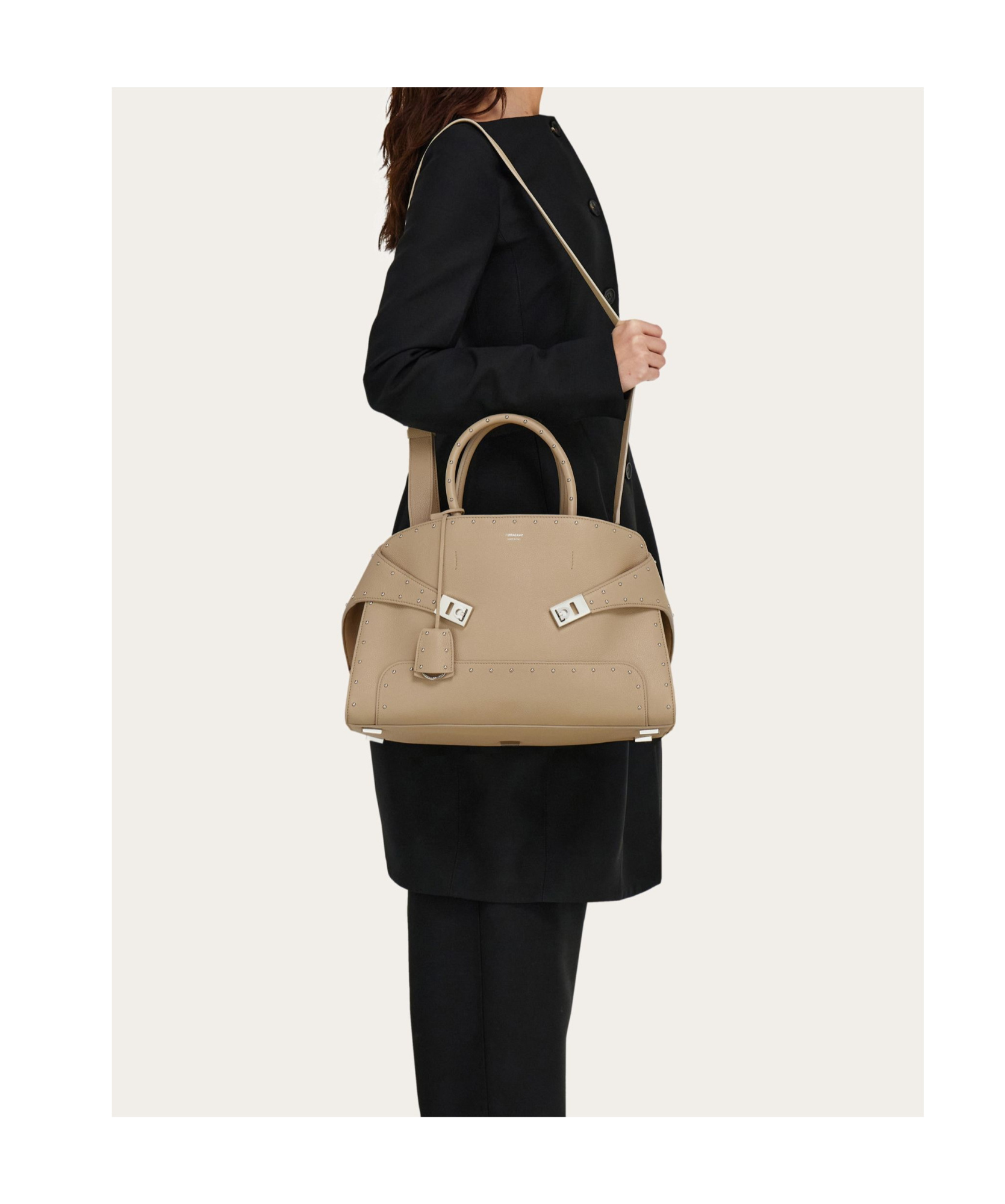 Ferragamo Large Hug Tote With Spike Embellished