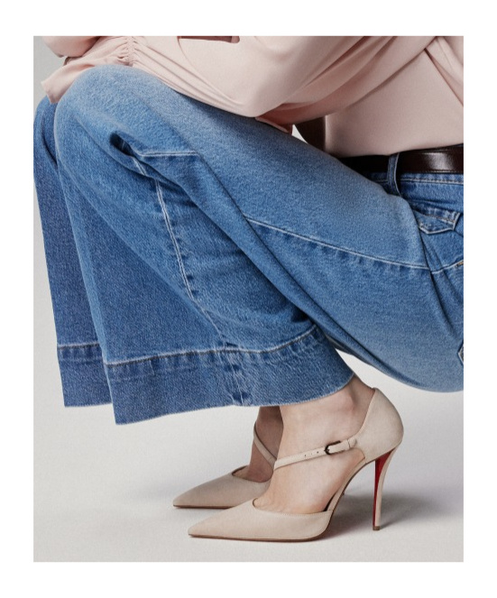 Christian Louboutin Miss Ziggyta Suede Red Sole Pumps In Neutral