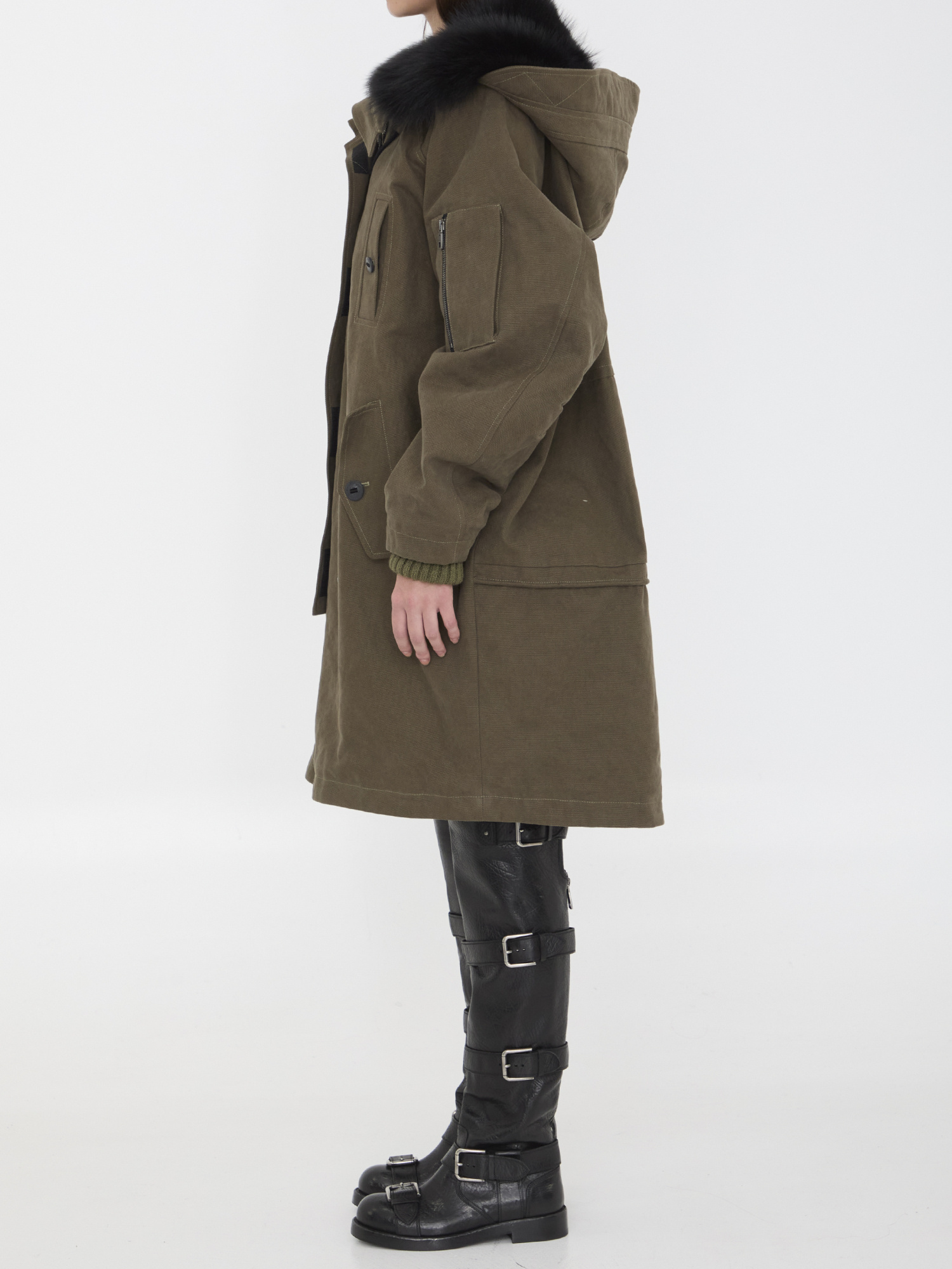 Dolce & Gabbana Fur-trim Padded Coat In Green
