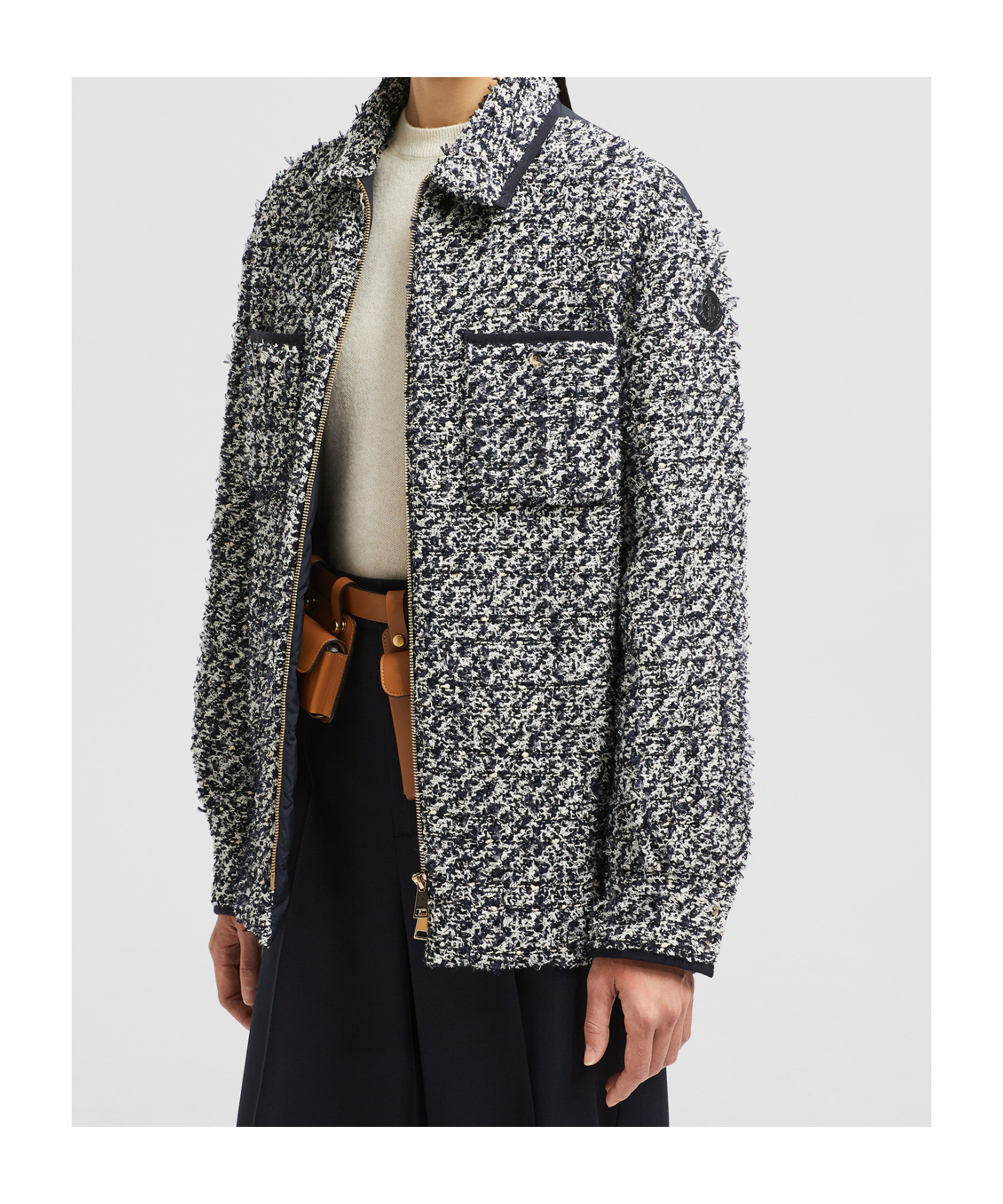 Moncler Long-sleeved Shirt And Jacket In Gray