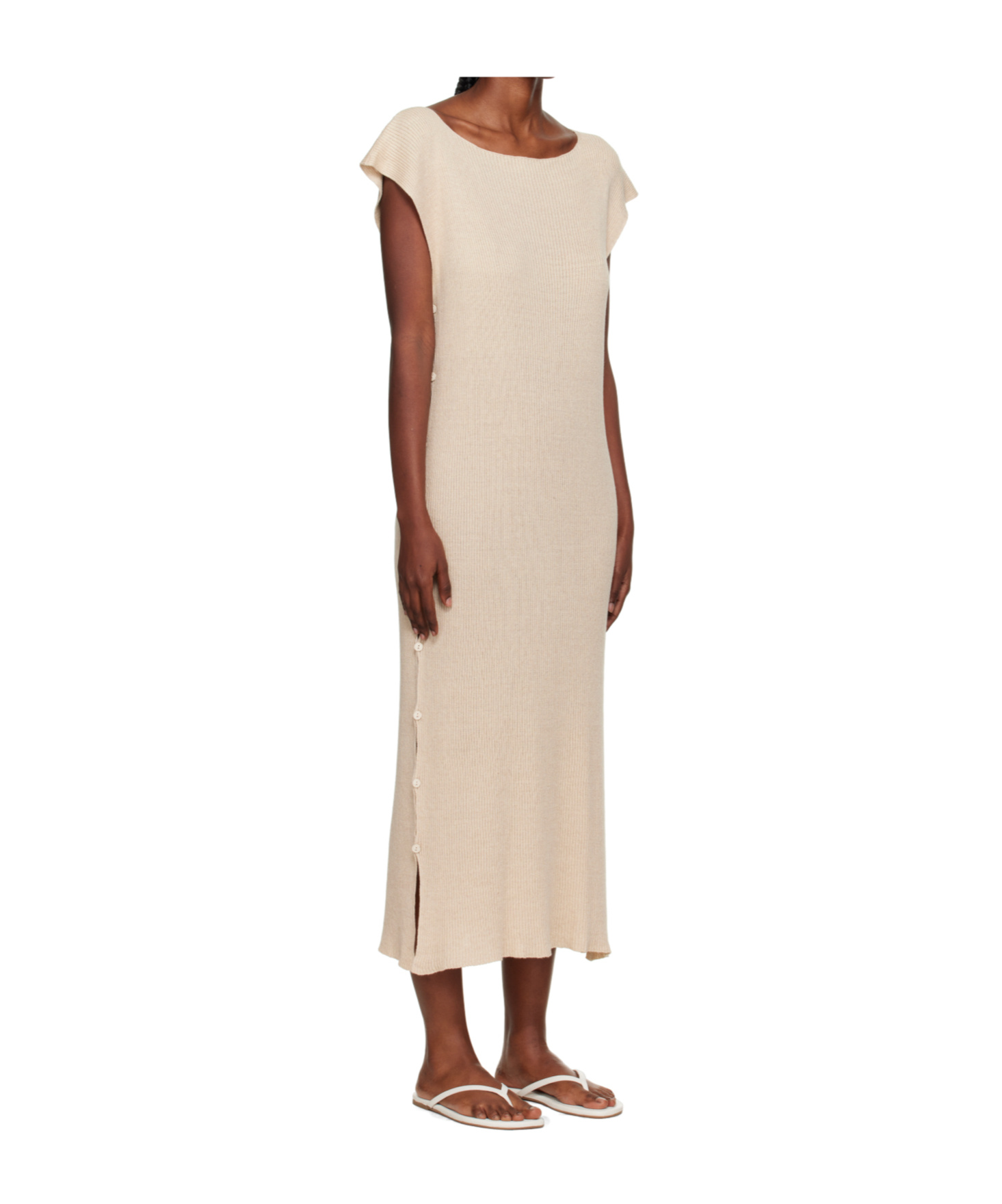Baserange Boat Neck Knit Dress In Neutral
