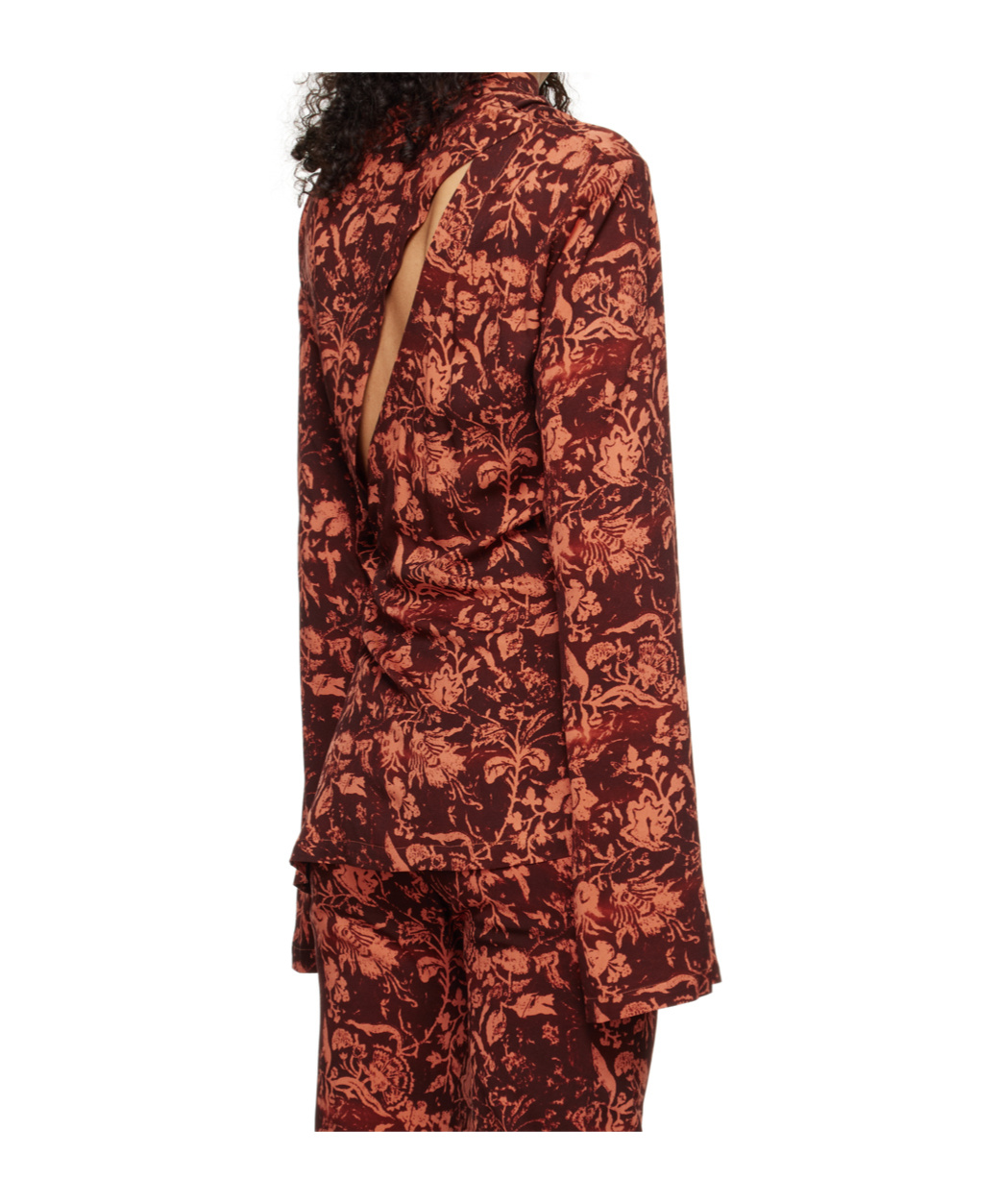 Jade Cropper Floral-print Open-back Blouse In Orange