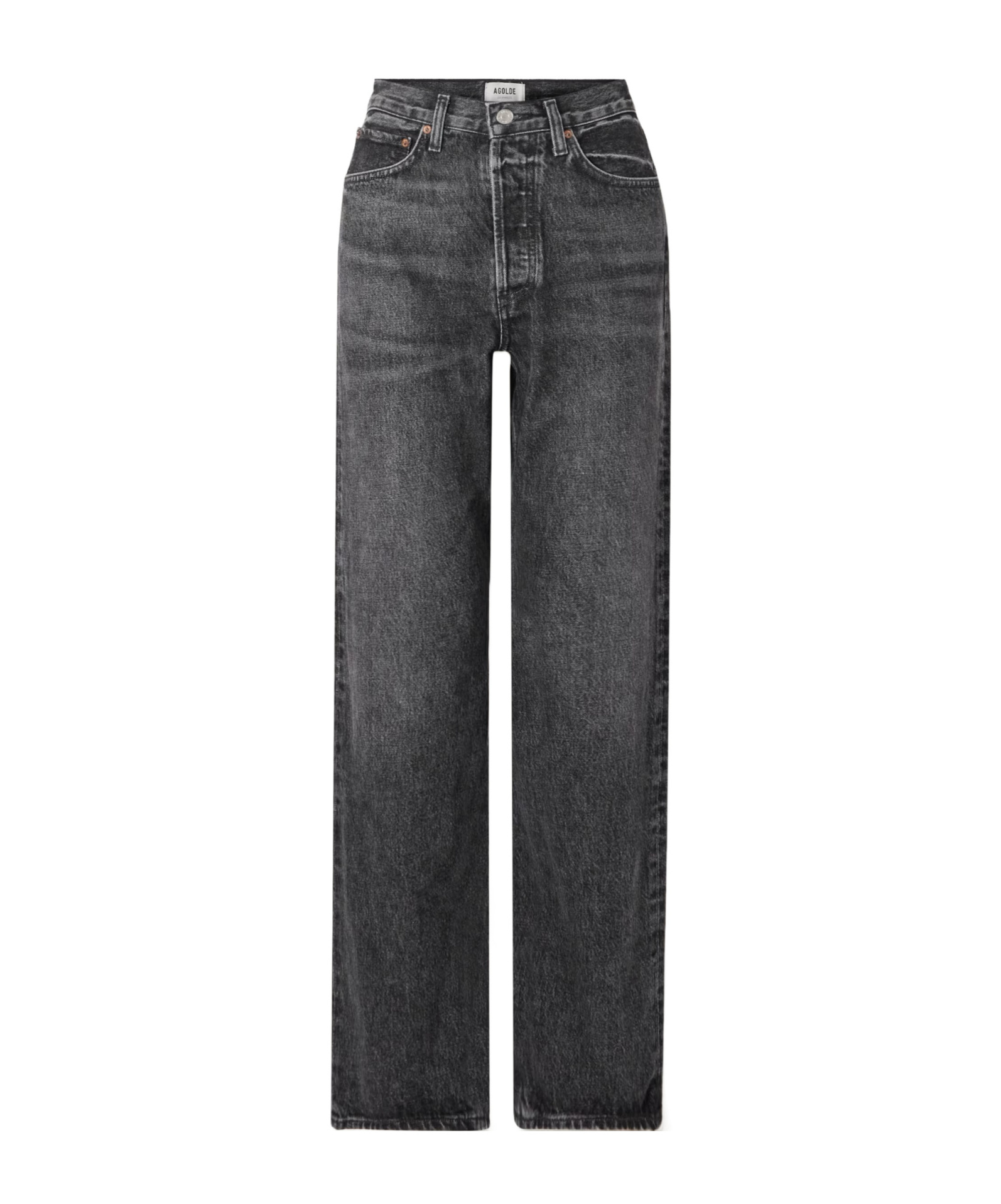 Agolde High Waist Straight Jeans In Black