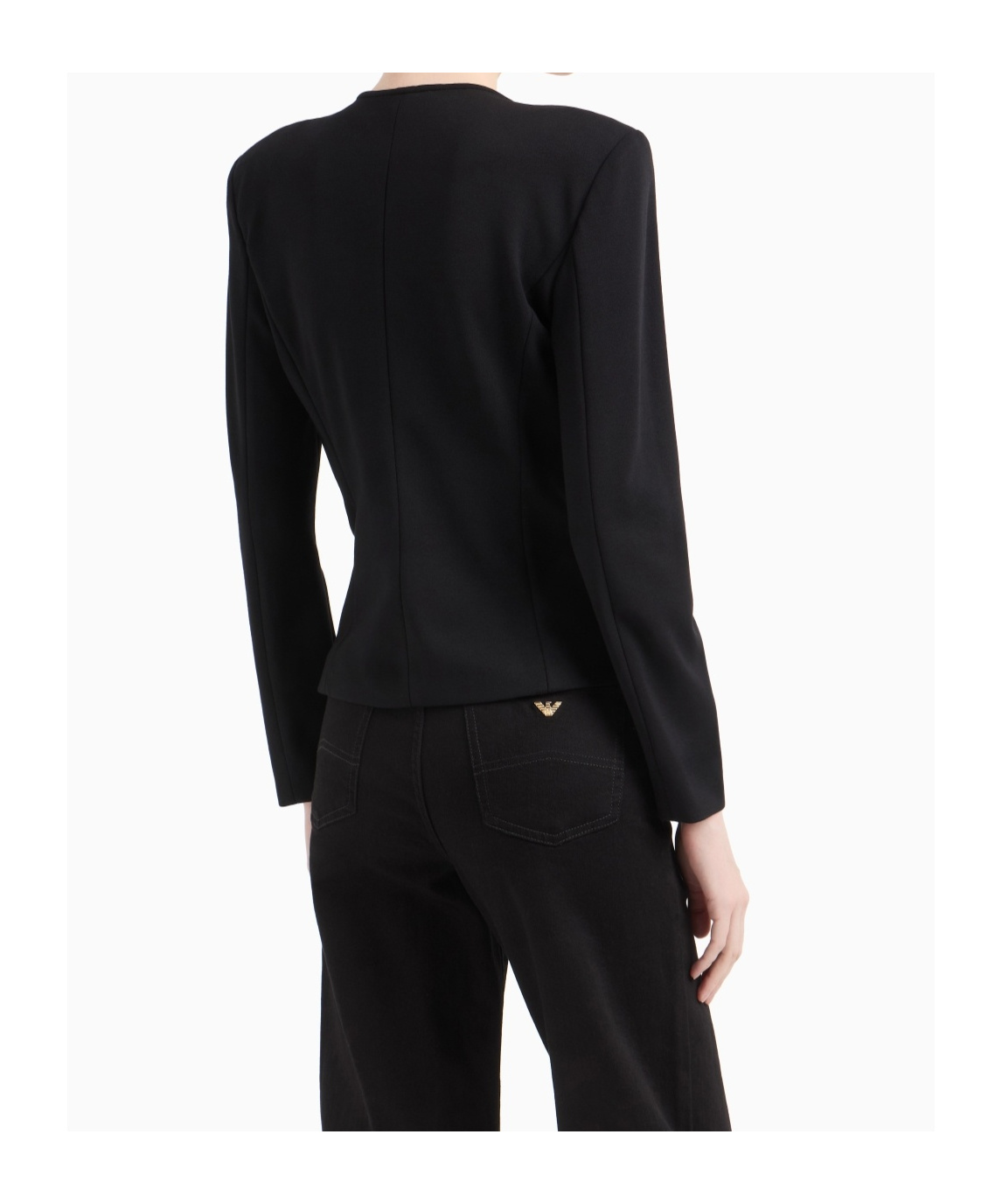 Emporio Armani Milano-stitch Jacket With Shoulder Pads In Black