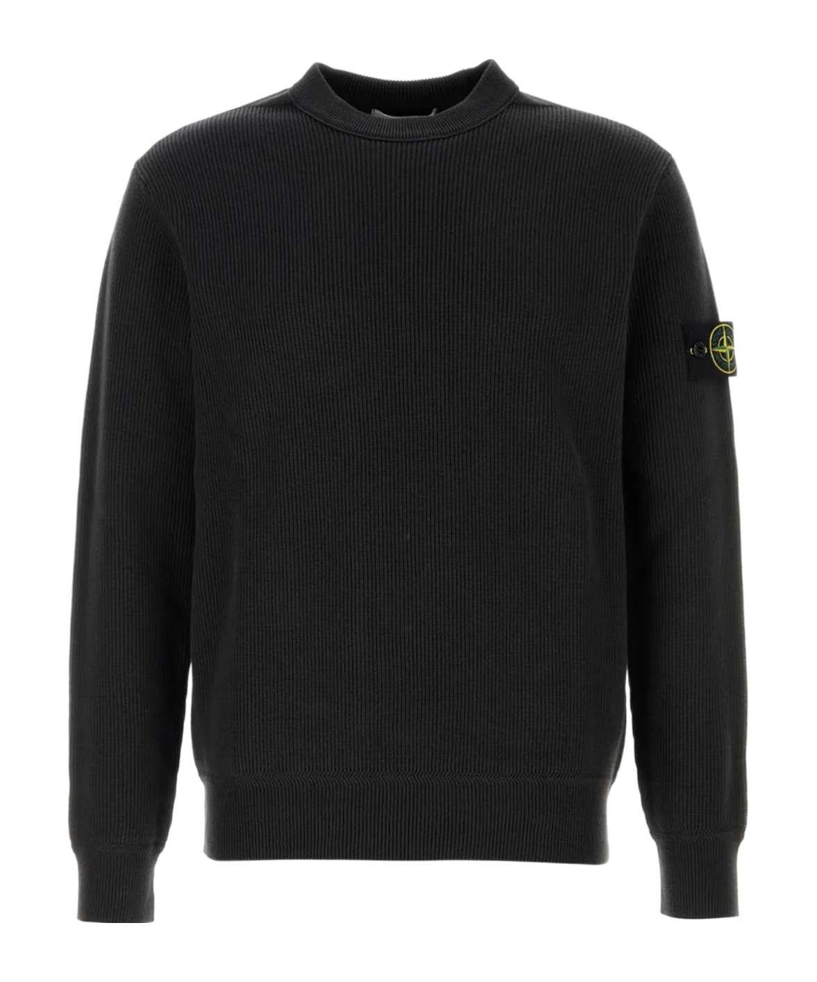Shop Stone Island Ribbed-knit Sweater In Charcoal-grey