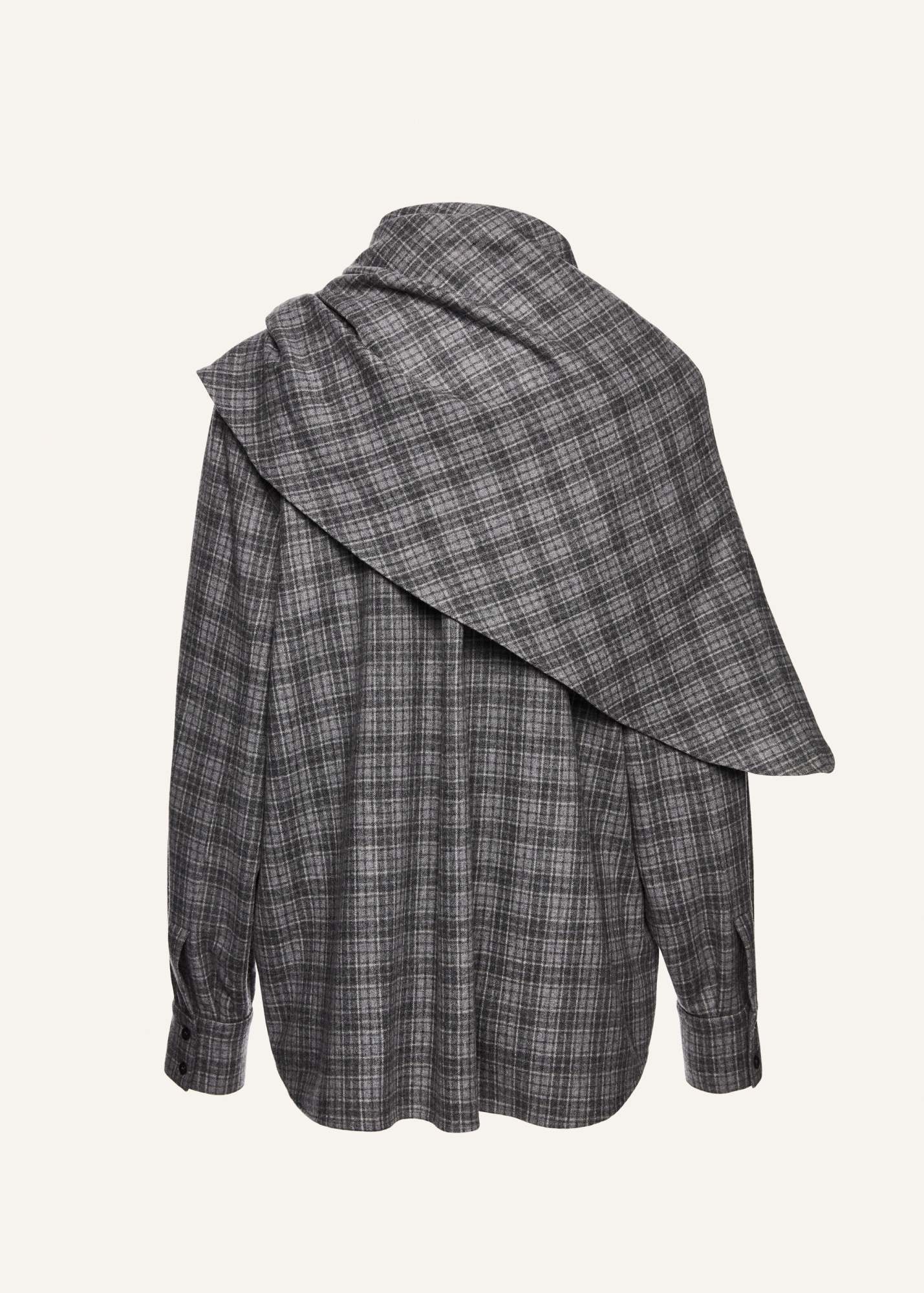 Magda Butrym Draped-collar Check Shirt In Gray