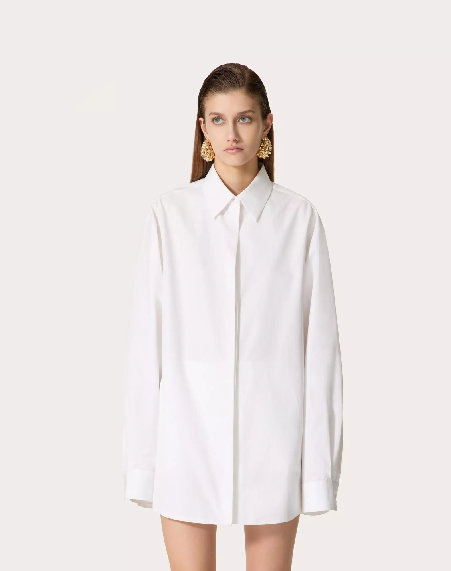 Valentino Hidden Button Long-sleeved Shirt In White
