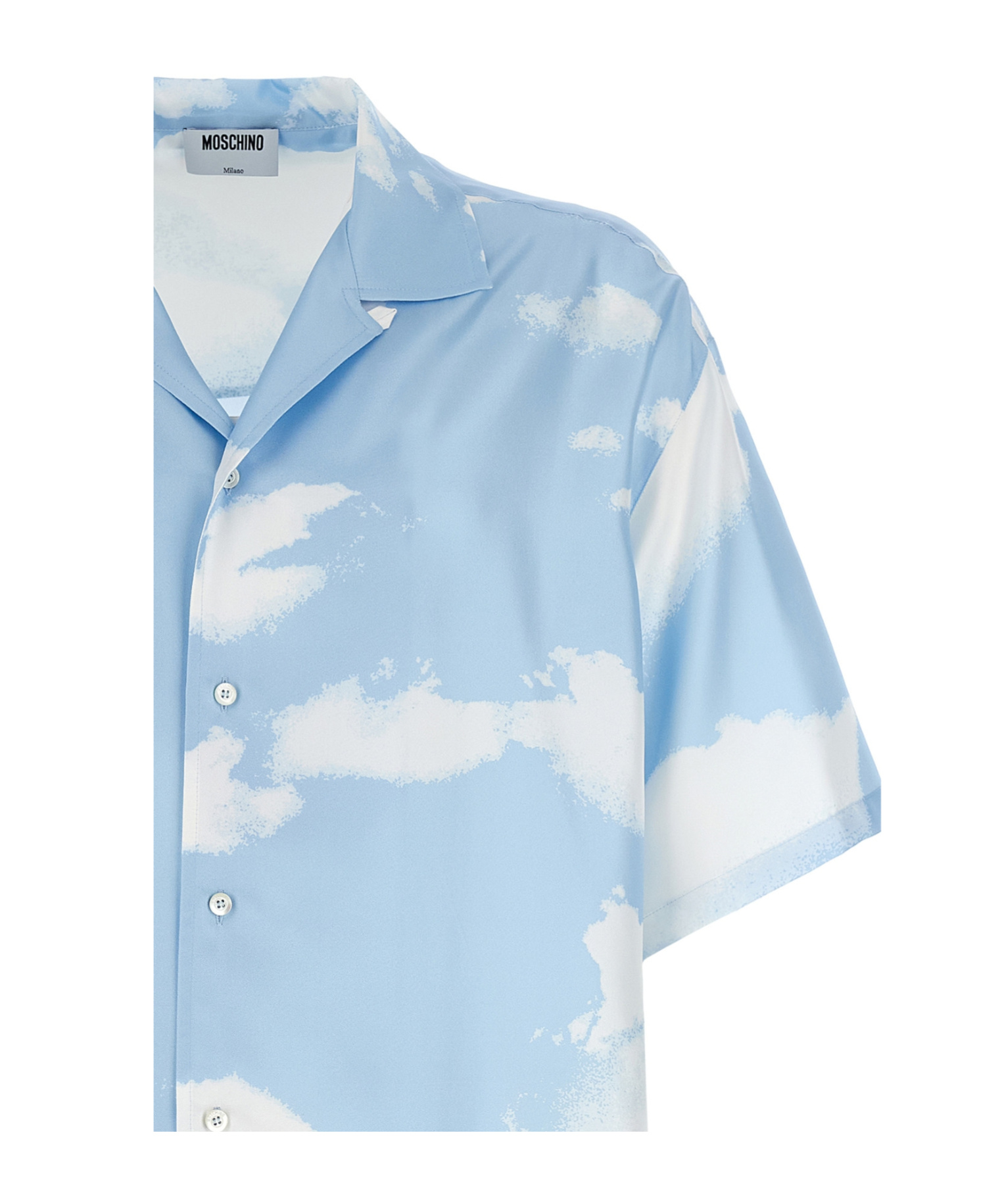Moschino Cloud Print Silk Shirt In Blue