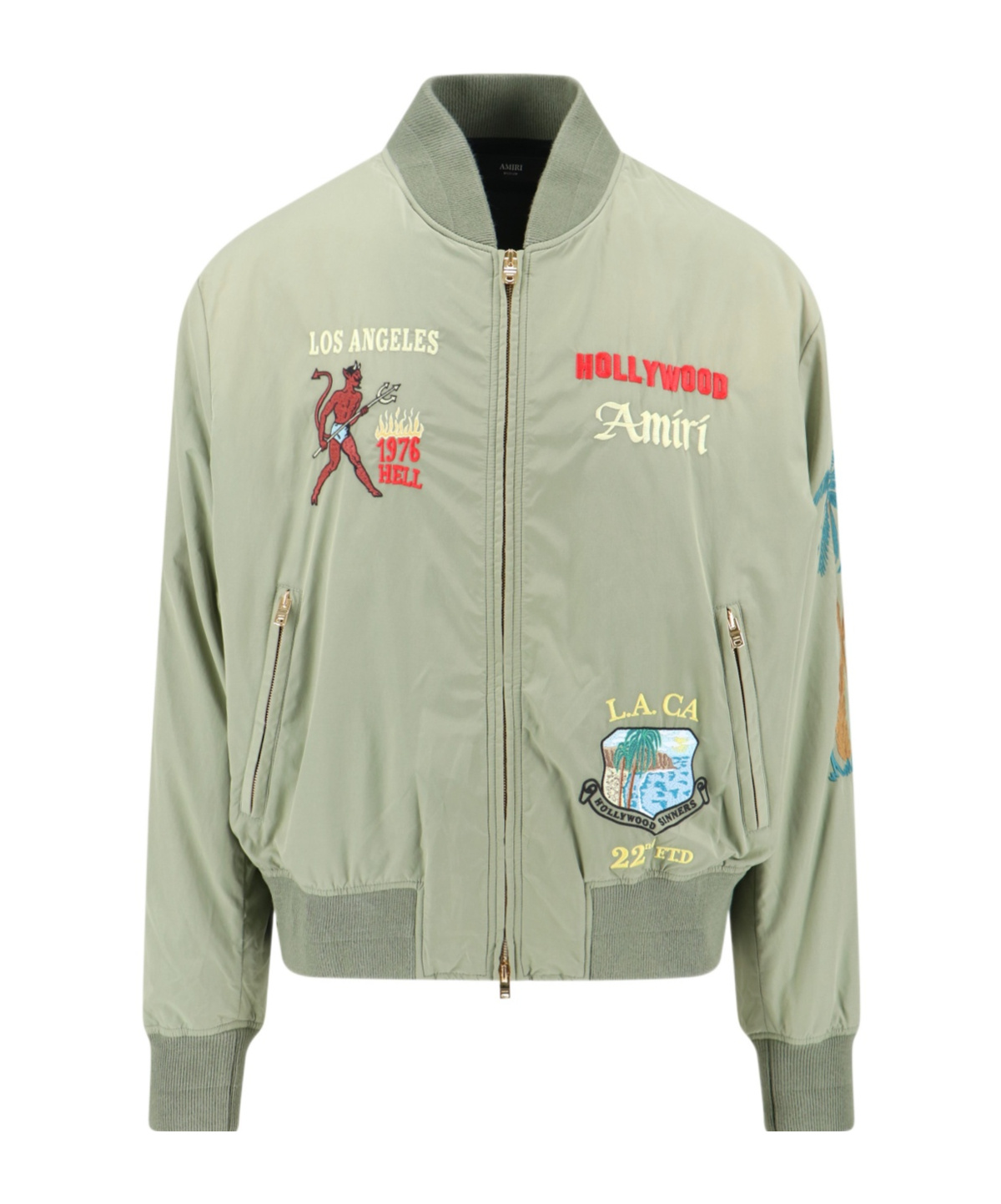 Amiri Embroidered Casual Jacket With Colorful Patches In Brown