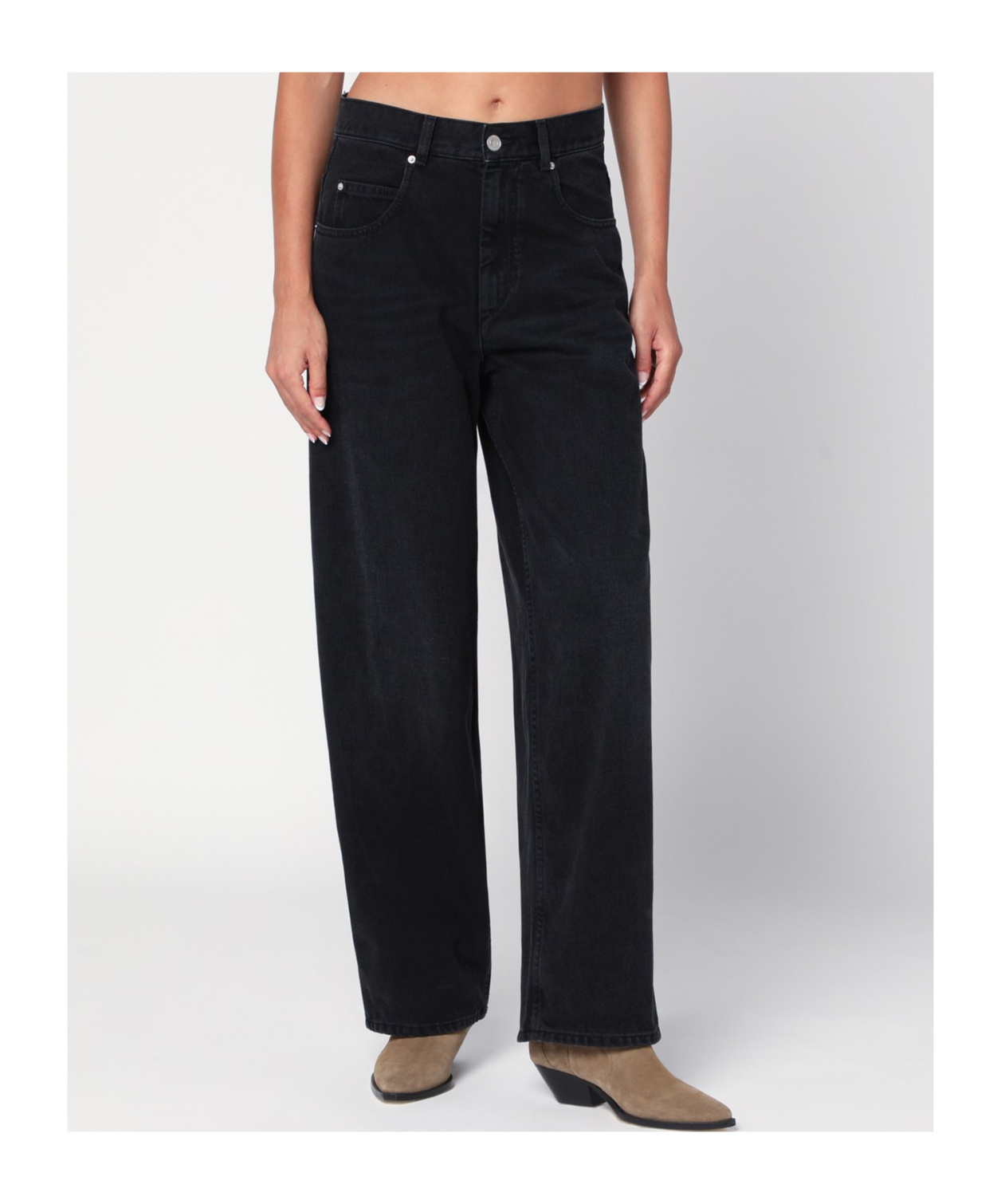 Isabel Marant Vetan High-rise Wide-leg Jeans In Black