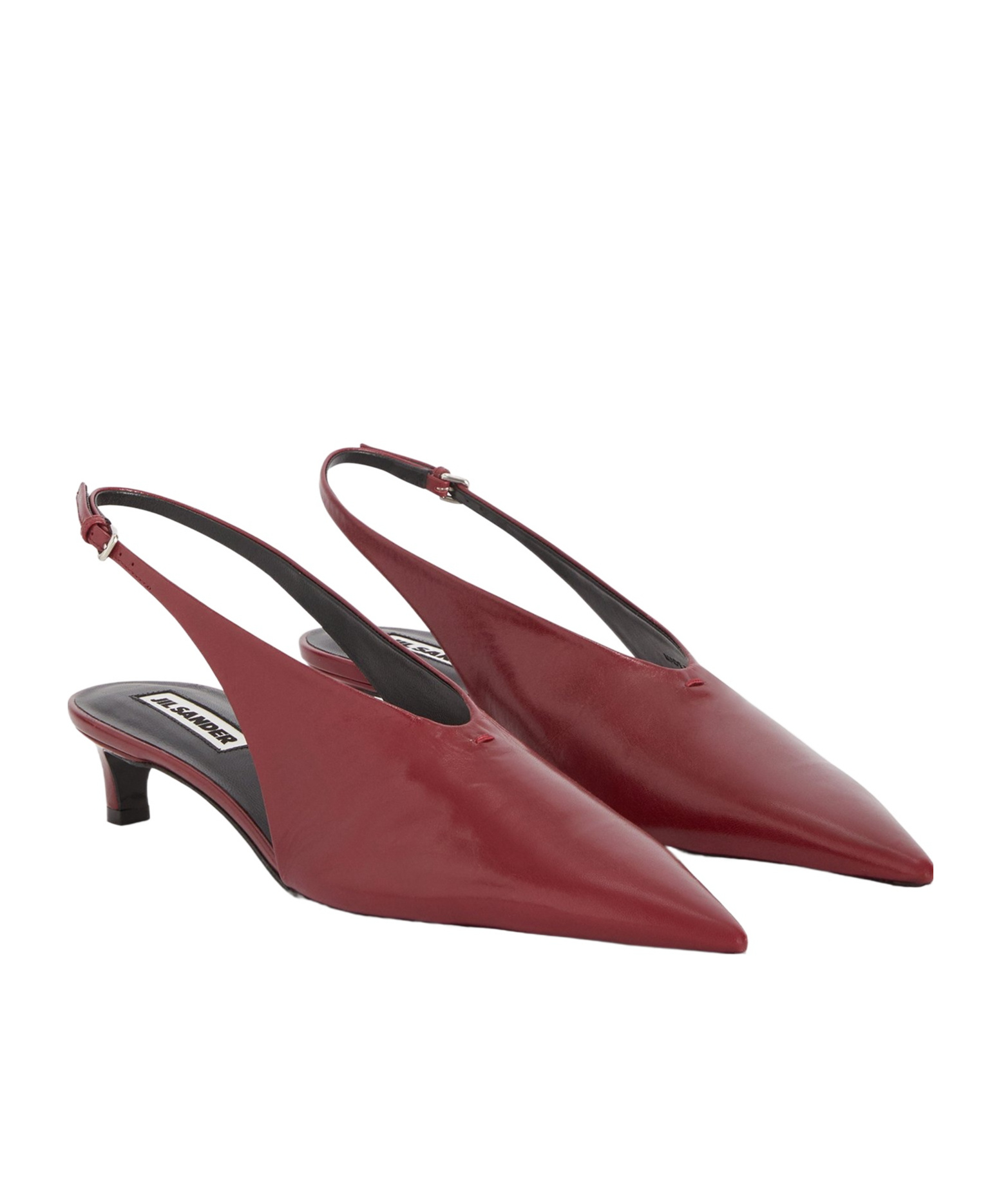 Jil Sander Pointy Leather Slingback Pumps In Red