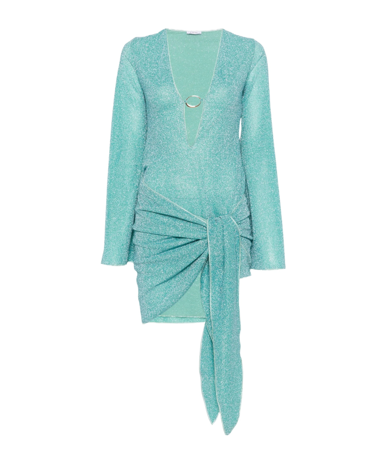 Oseree Deep V-neck Dress In Sea Blue Green