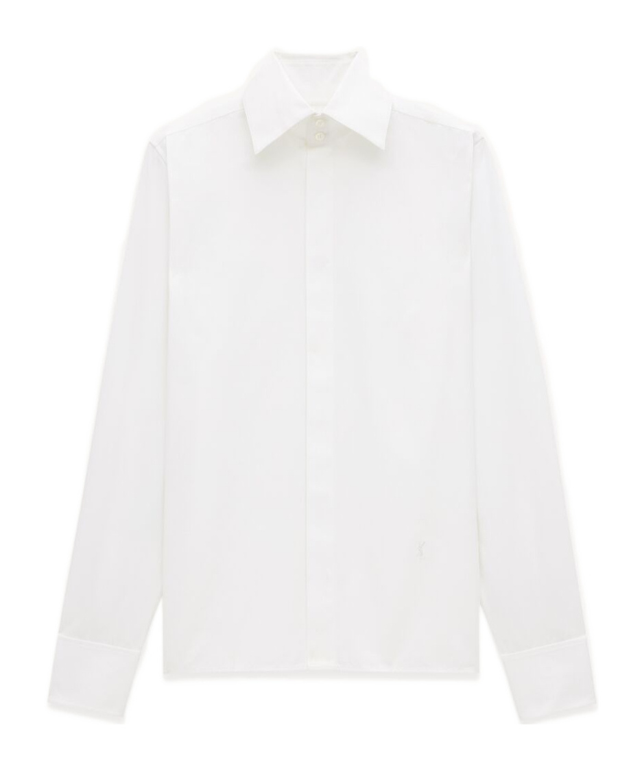 Saint Laurent Cassandre-embroidered Shirt In White