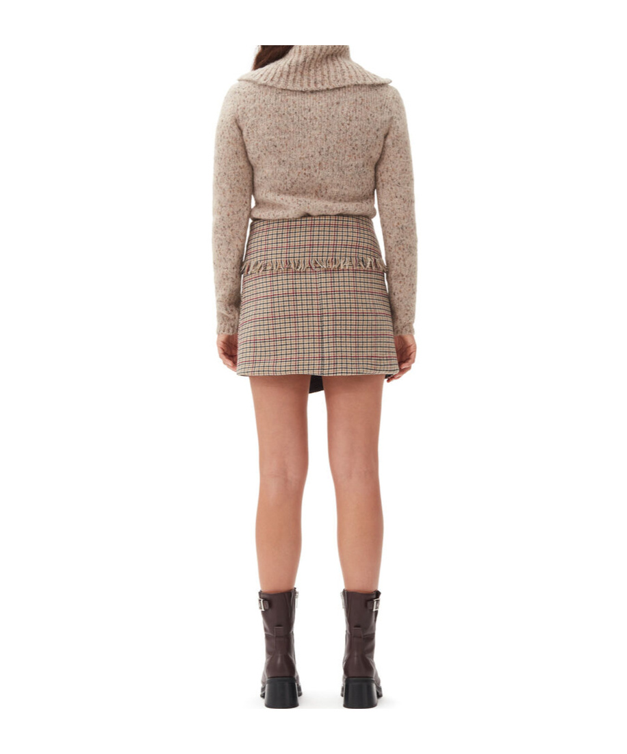 Ganni Alpaca-cotton-blend Zip-up Sweater In Nude