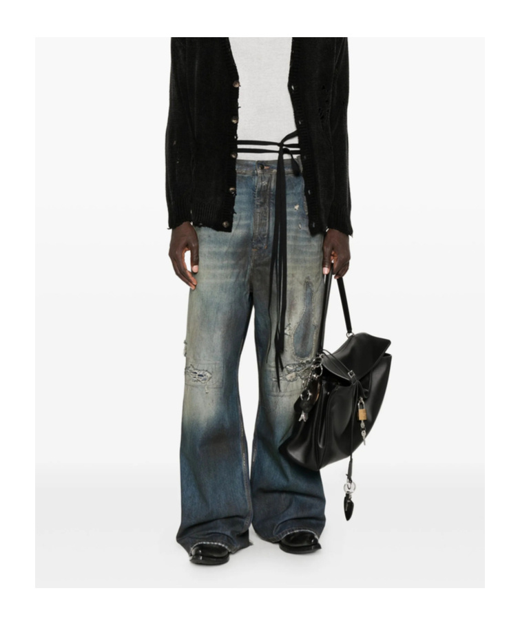 Ann Demeulemeester Distressed Panelled Jeans In Blue