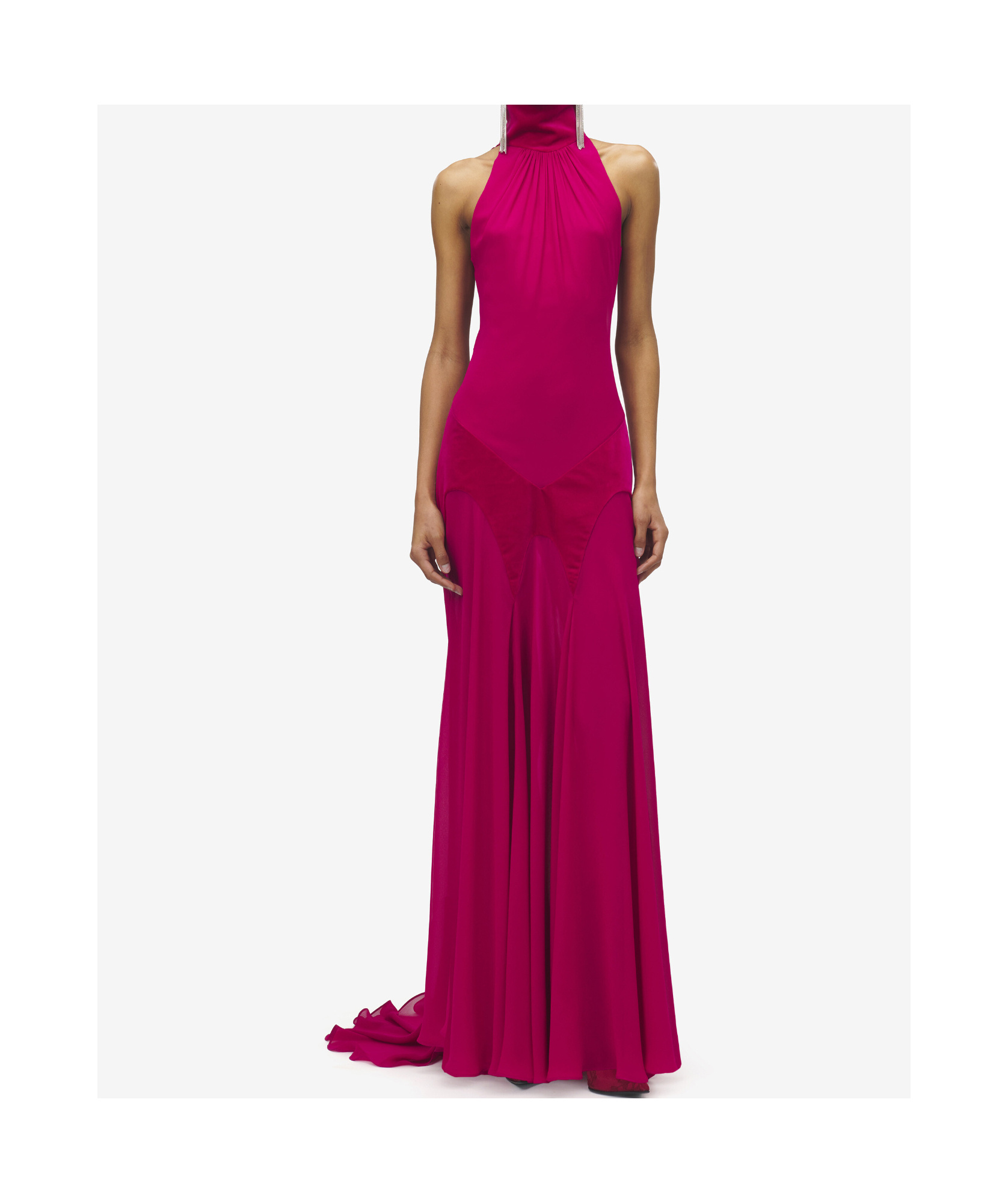 Alexander Mcqueen Women's Silk Georgette Evening Dress In Fuchsia In Pink