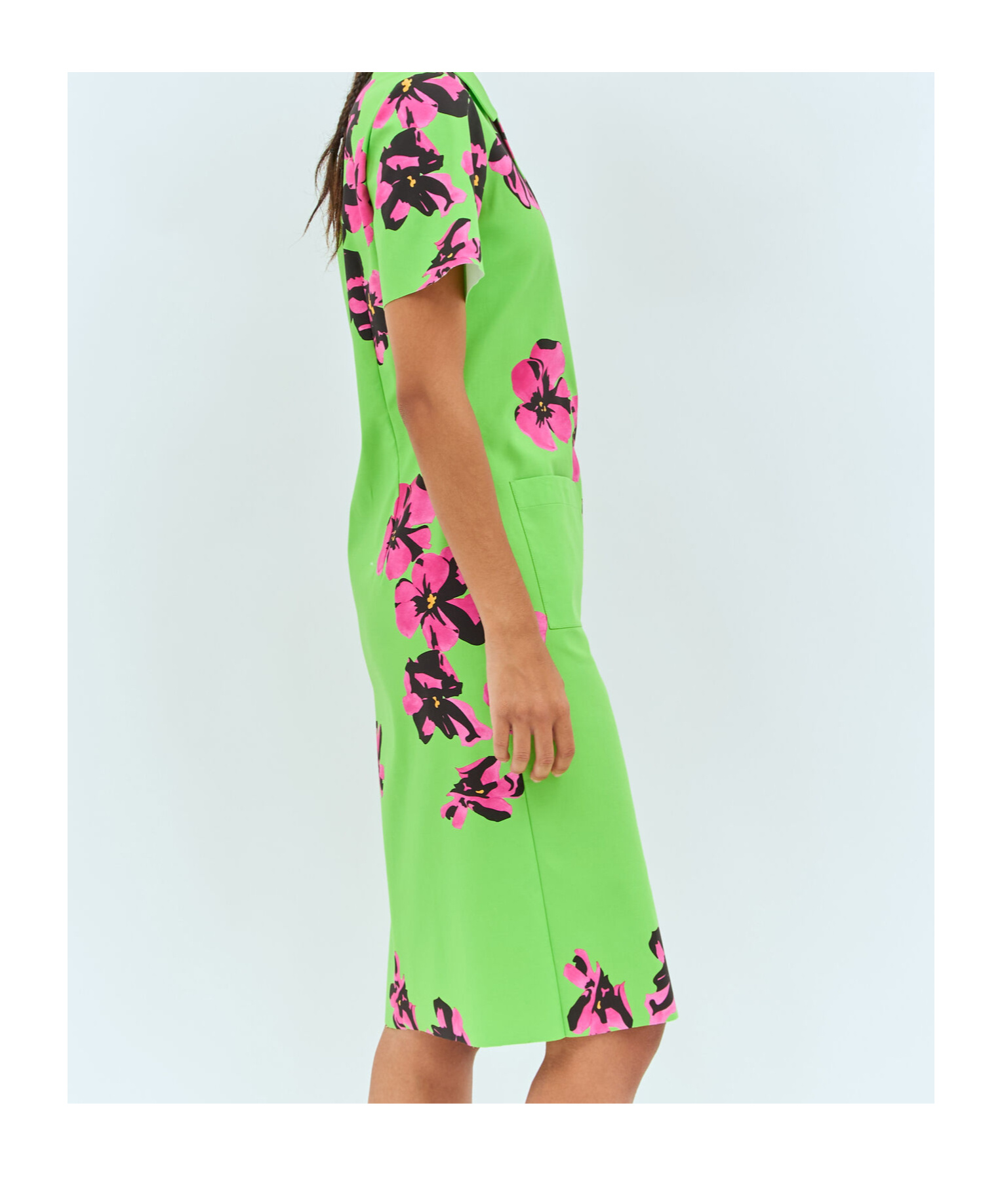 Miu Miu Floral-print Poplin Shirt Dress In Green