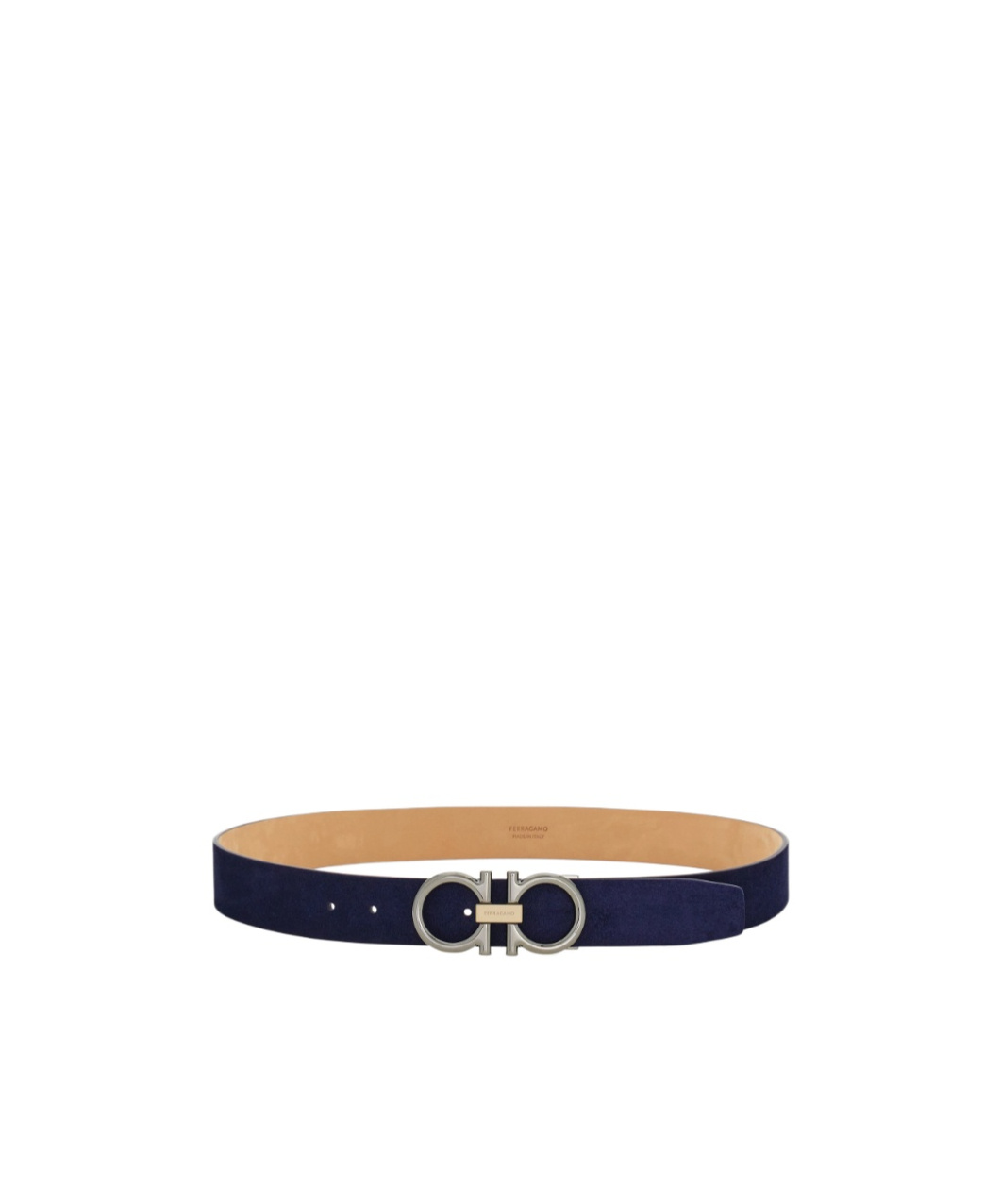 Ferragamo Gancini Suede Buckle Belt In Blue