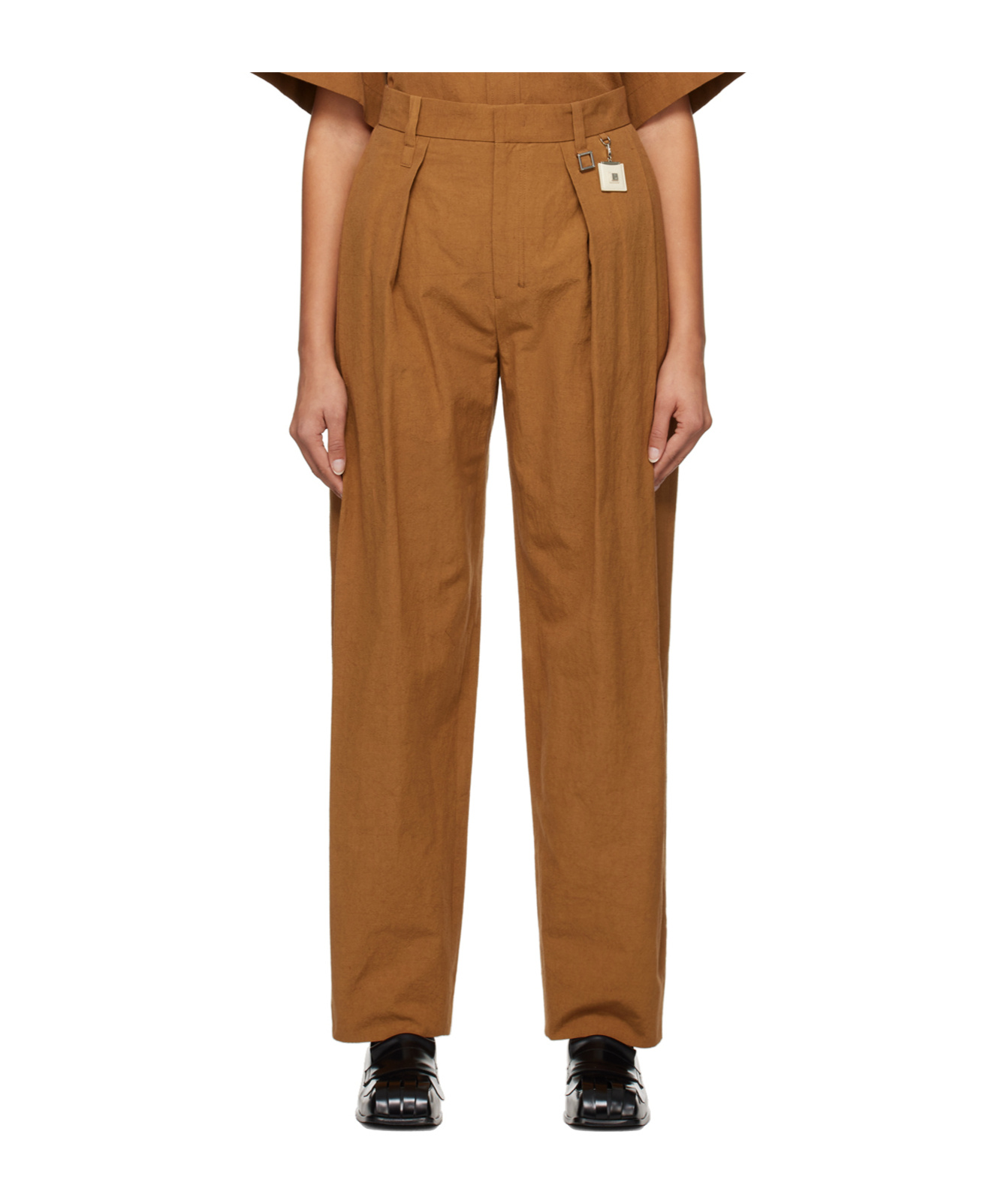 Wooyoungmi Tan Pleated Trousers In Brown
