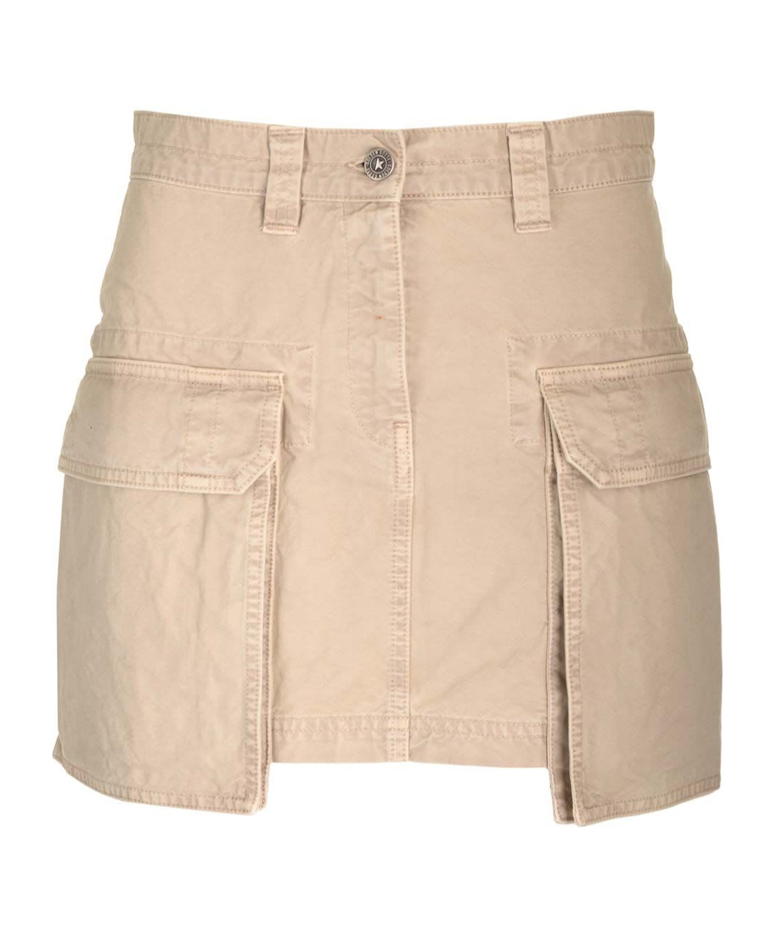 Golden Goose Worker Cotton Asymmetrical Mini Skirt In Nude