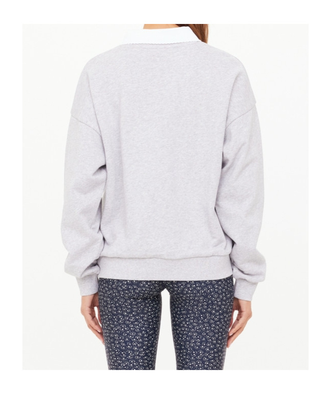 The Upside Pascal Collared Crew-neck Sweater In Grey In White