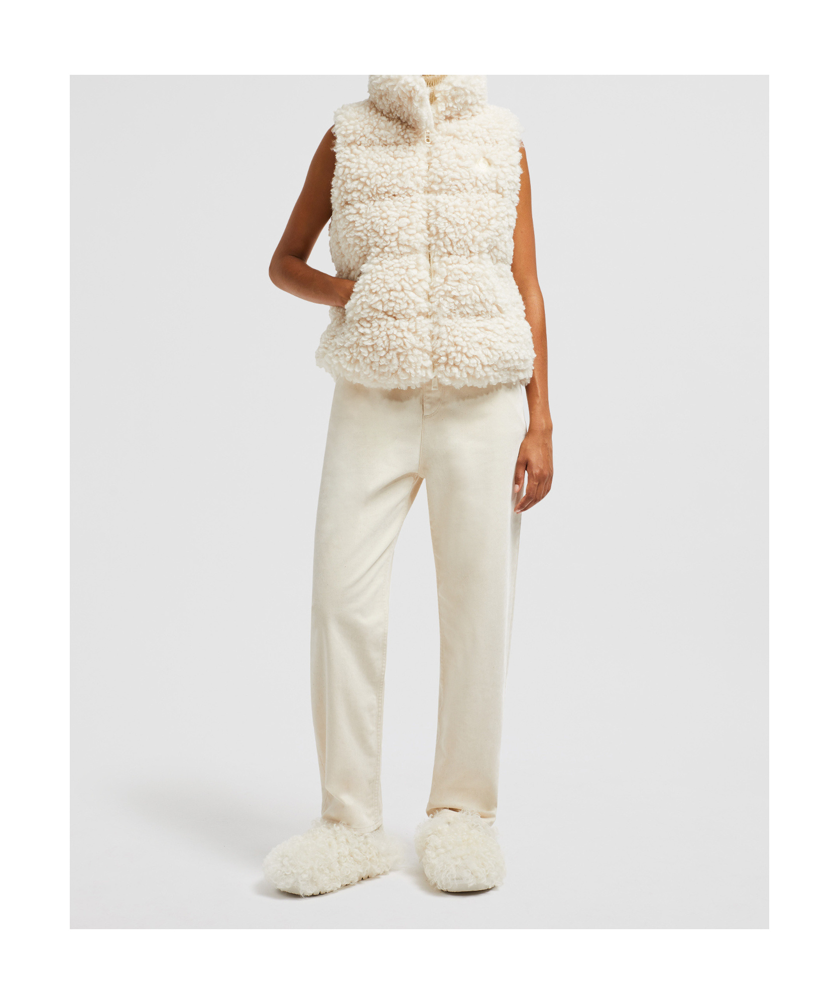Moncler Wourl Teddy Down Vest White In White