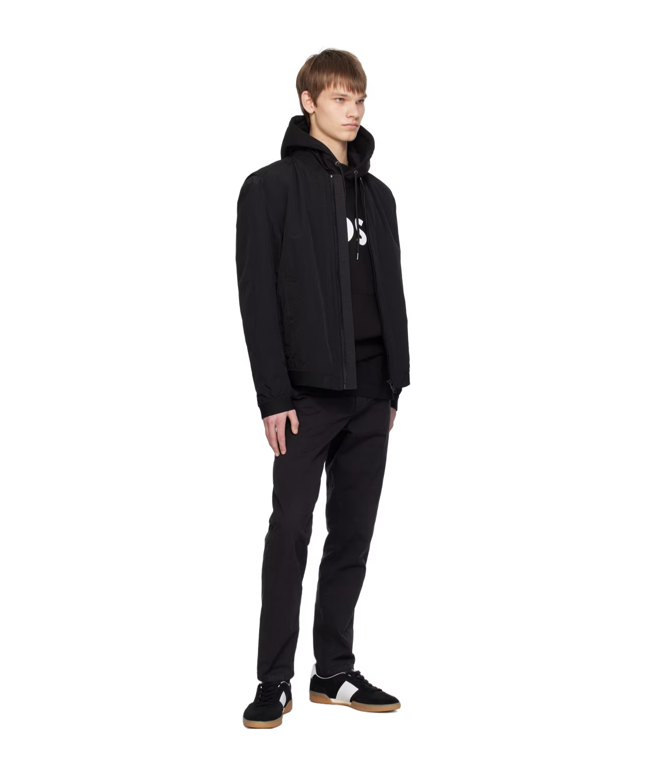 Hugo Boss Zippered Long-sleeved Casual Jacket In Black