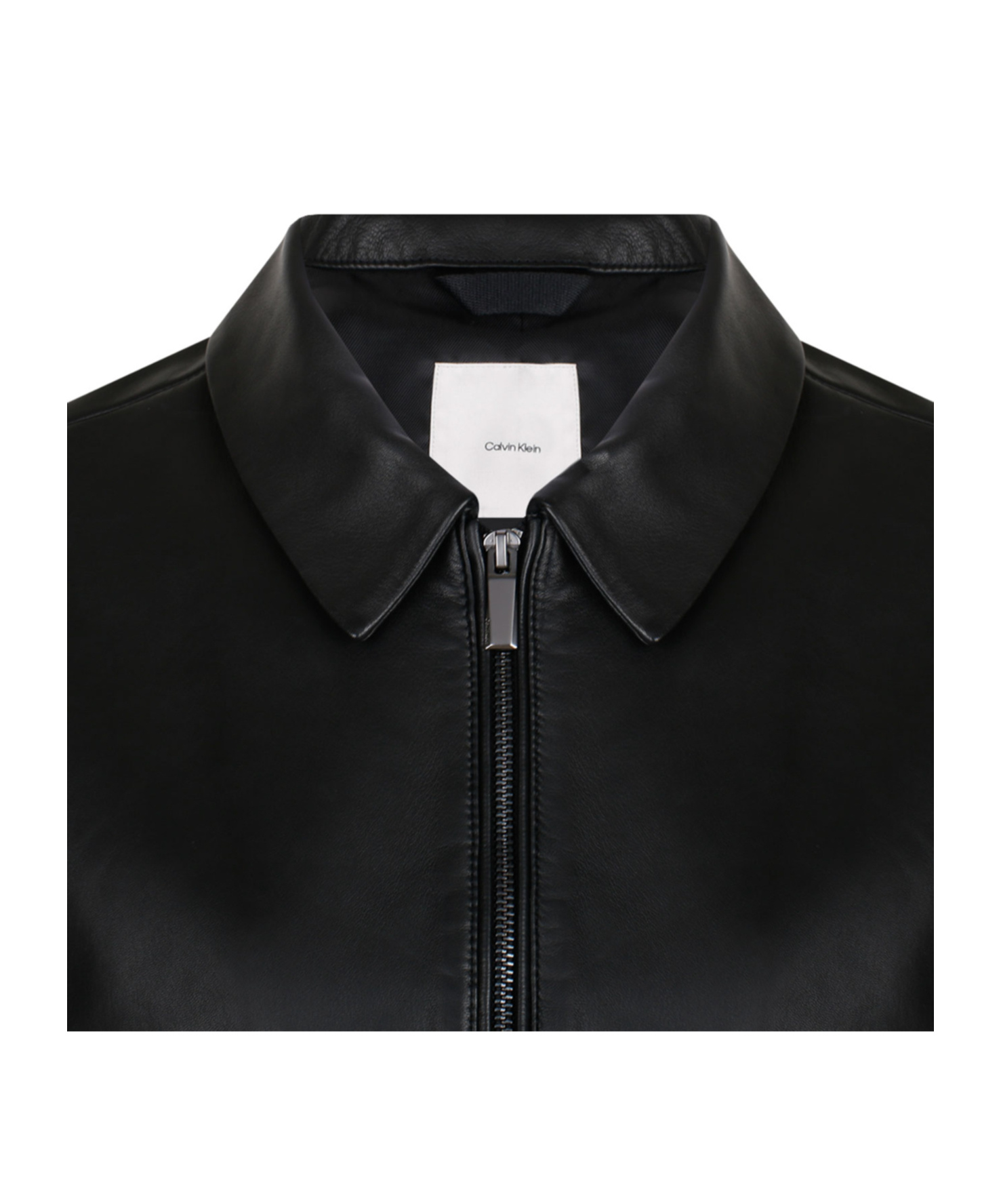 Shop Calvin Klein Long-sleeved Leather Jacket In Black