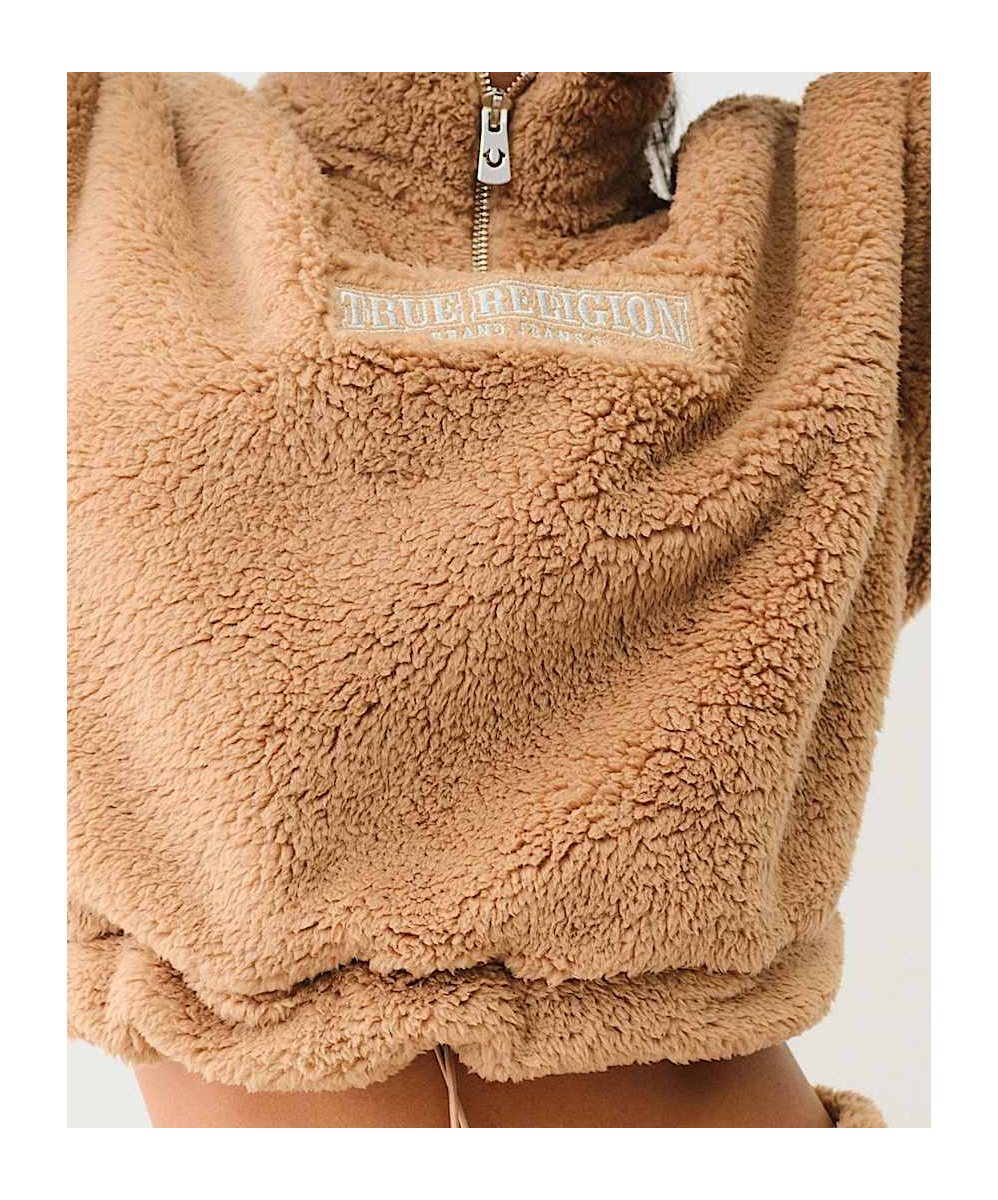 TRUE RELIGION SHERPA LOGO HALF-ZIP PULLOVER