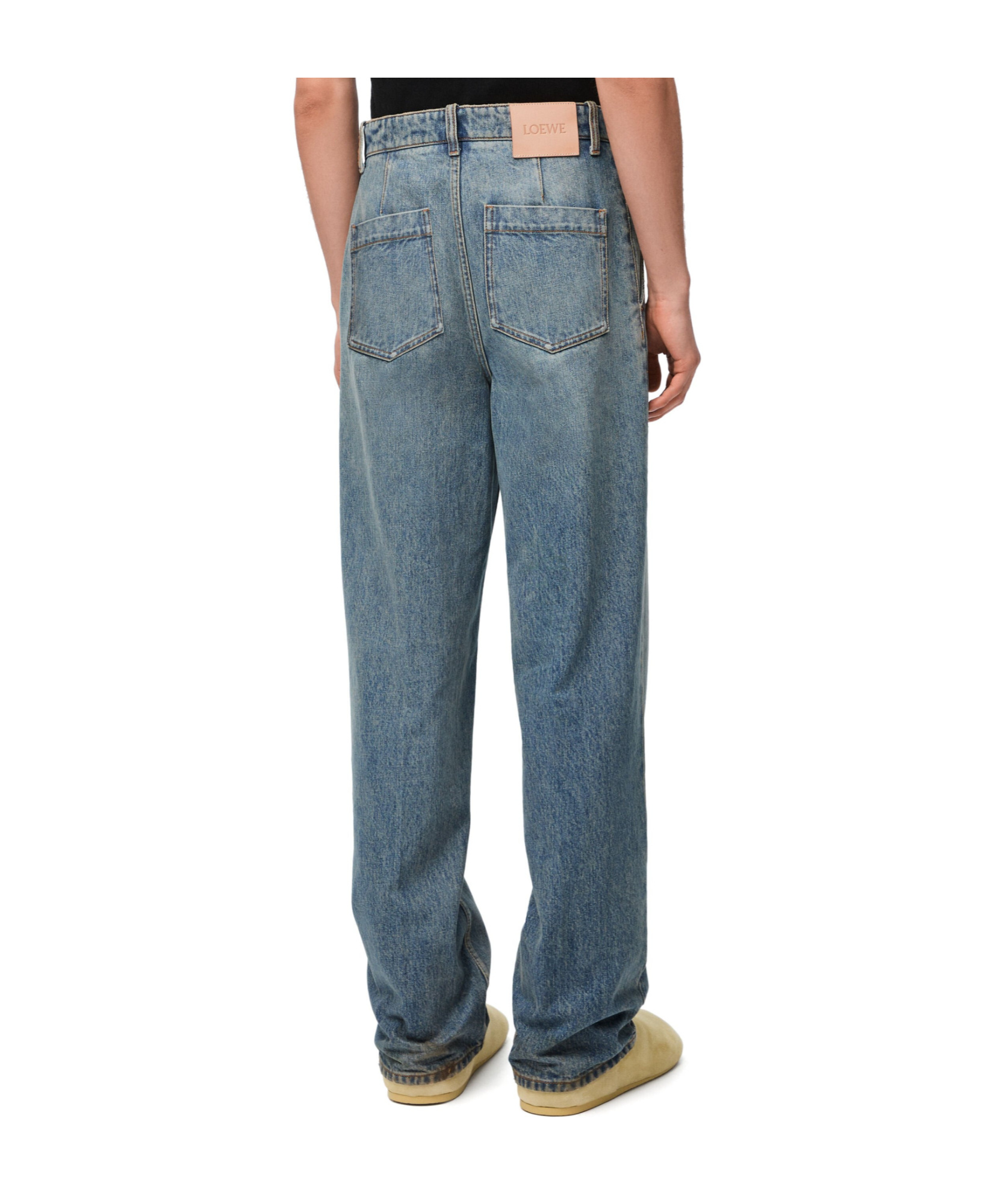 Loewe Logo-patch Straight Jeans In Gray