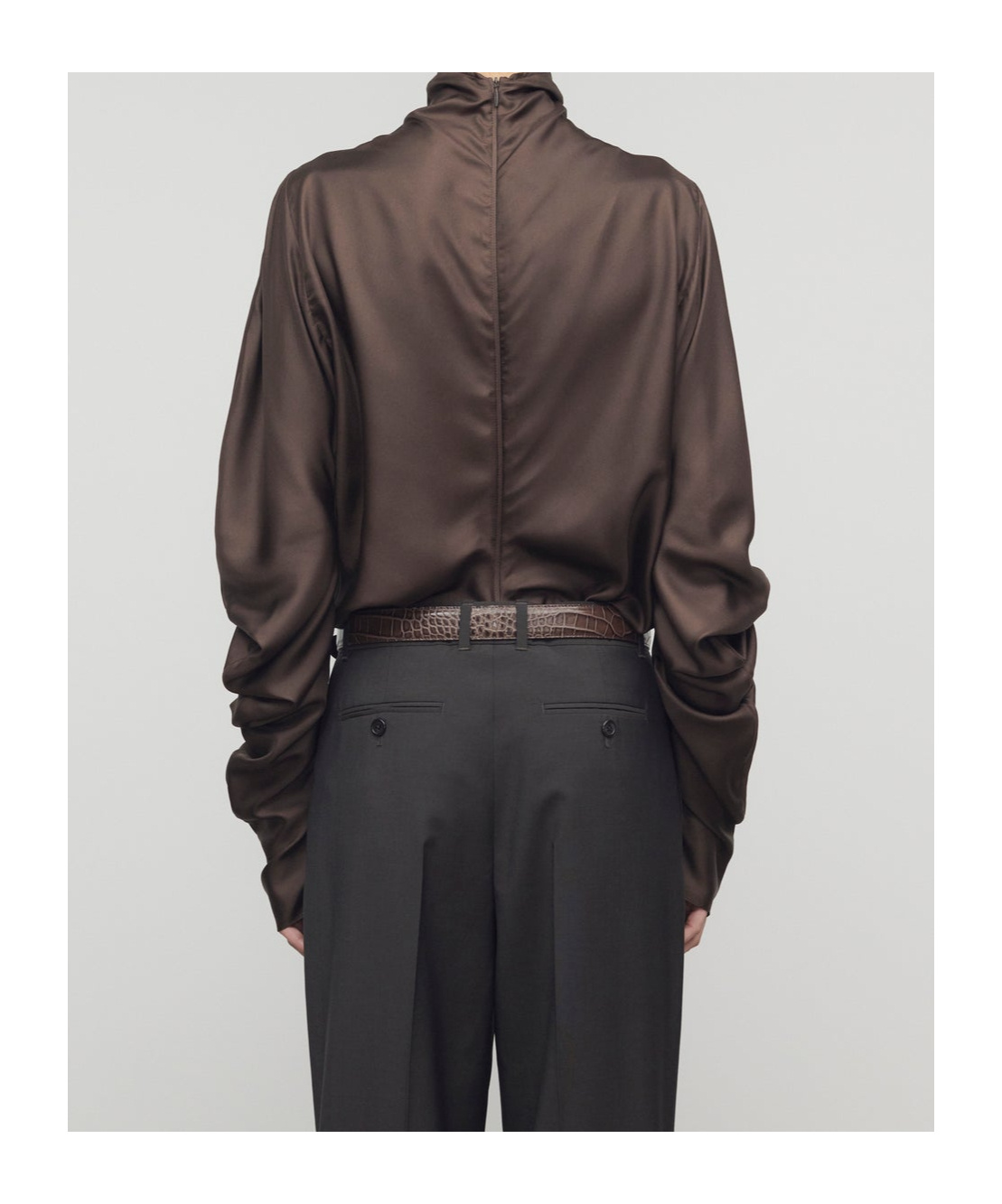 The Row Miles Silk Top In Brown