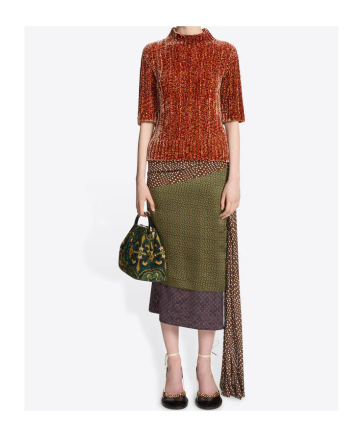 Dries Van Noten Draped Silk-satin Midi Skirt In Multi