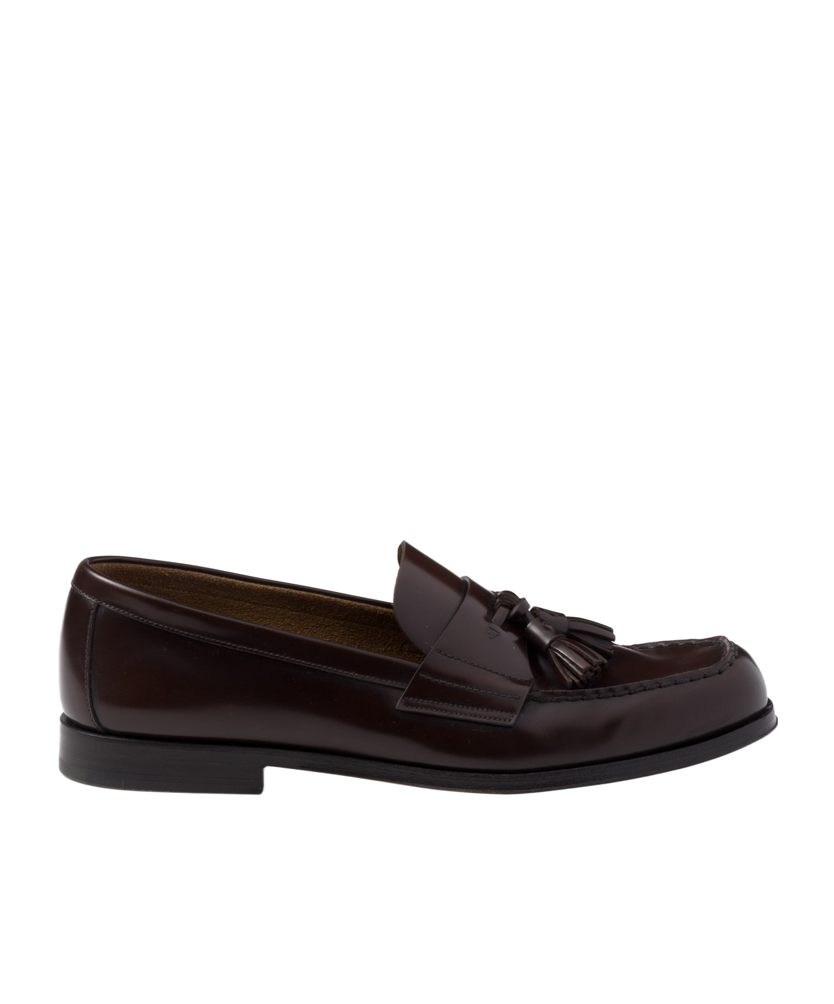 Prada Brushed Leather Platform Loafers In Black