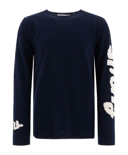 Comme Des Garçons Men's Crew Neck Graphic Print Sweater In Blue