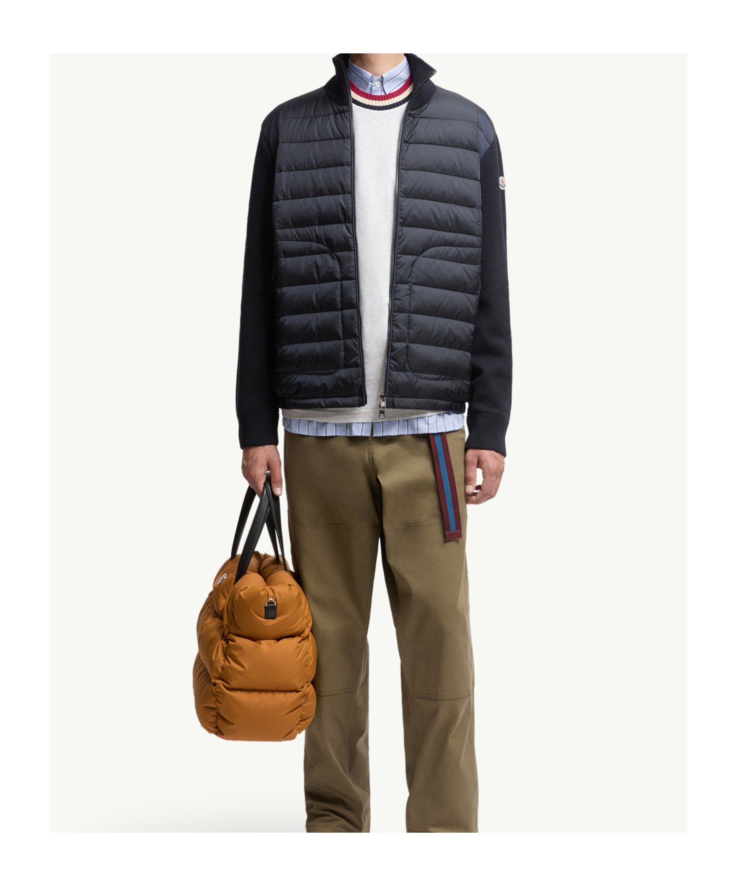 Moncler Nylon And Wool Padded Jacket In Black
