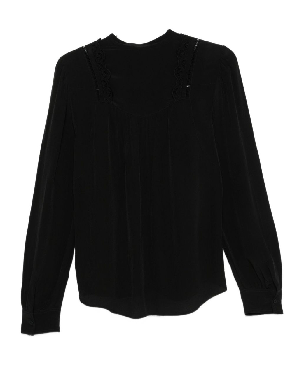 Isabel Marant Lace-insert Long-sleeve Blouse In Black