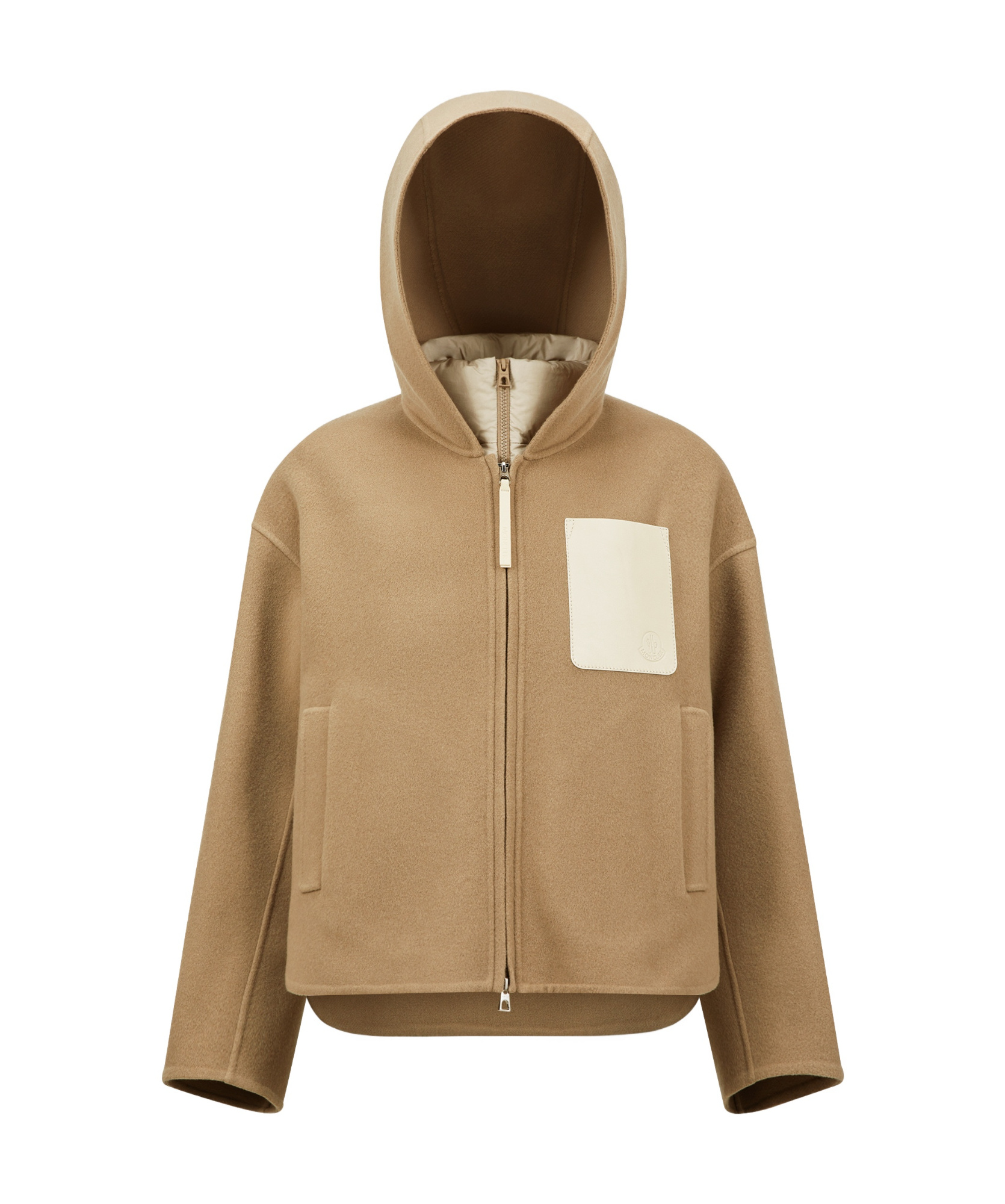 Moncler Long-sleeved Wool And Cashmere Three-in-one Down Jacket In Nude