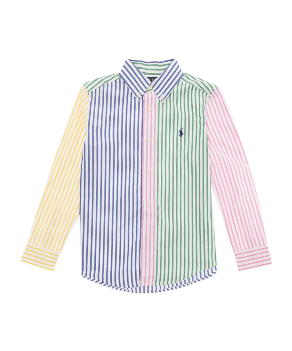 POLO RALPH LAUREN RALPH LAUREN KIDS LOGO EMBROIDERED STRIPED SHIRT