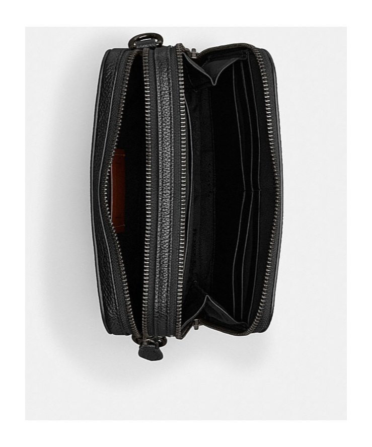 Coach Charter Leather Cross Body Bag In Black