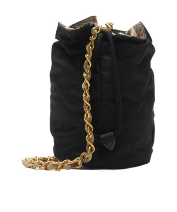 Burberry Chain Pouch Featuring Quilted Design In Black