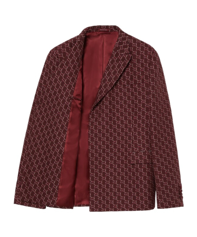 Gucci Gg Light And Shadow Effect Wool Suit Coat In Brown