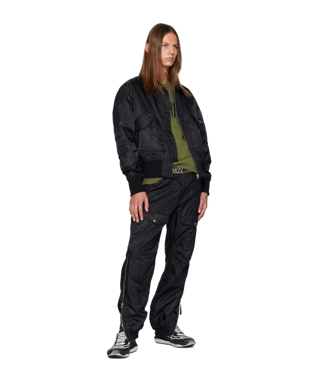 Moschino Zipper Overalls Casual Pants In Black