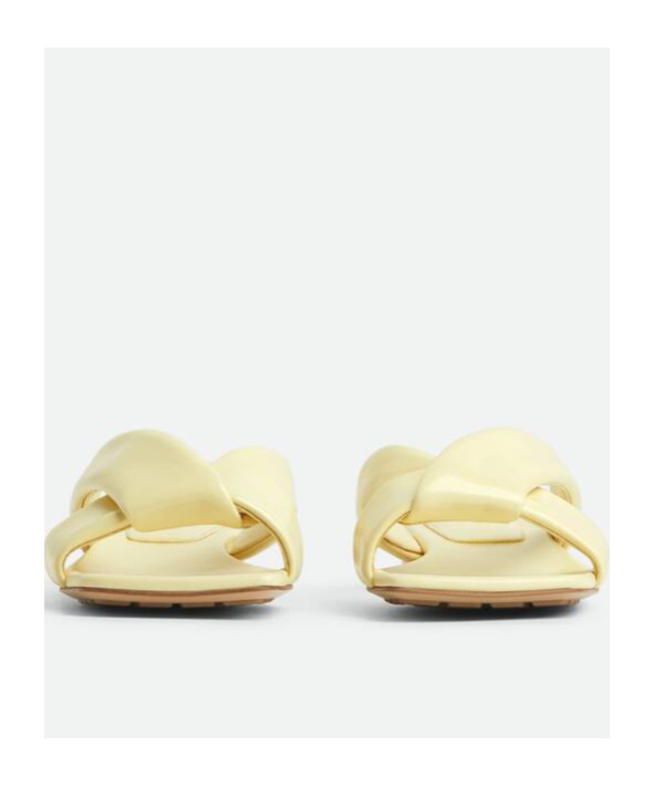 Bottega Veneta Women Pastel Yellow Leather Riva Slippers In Chamomile